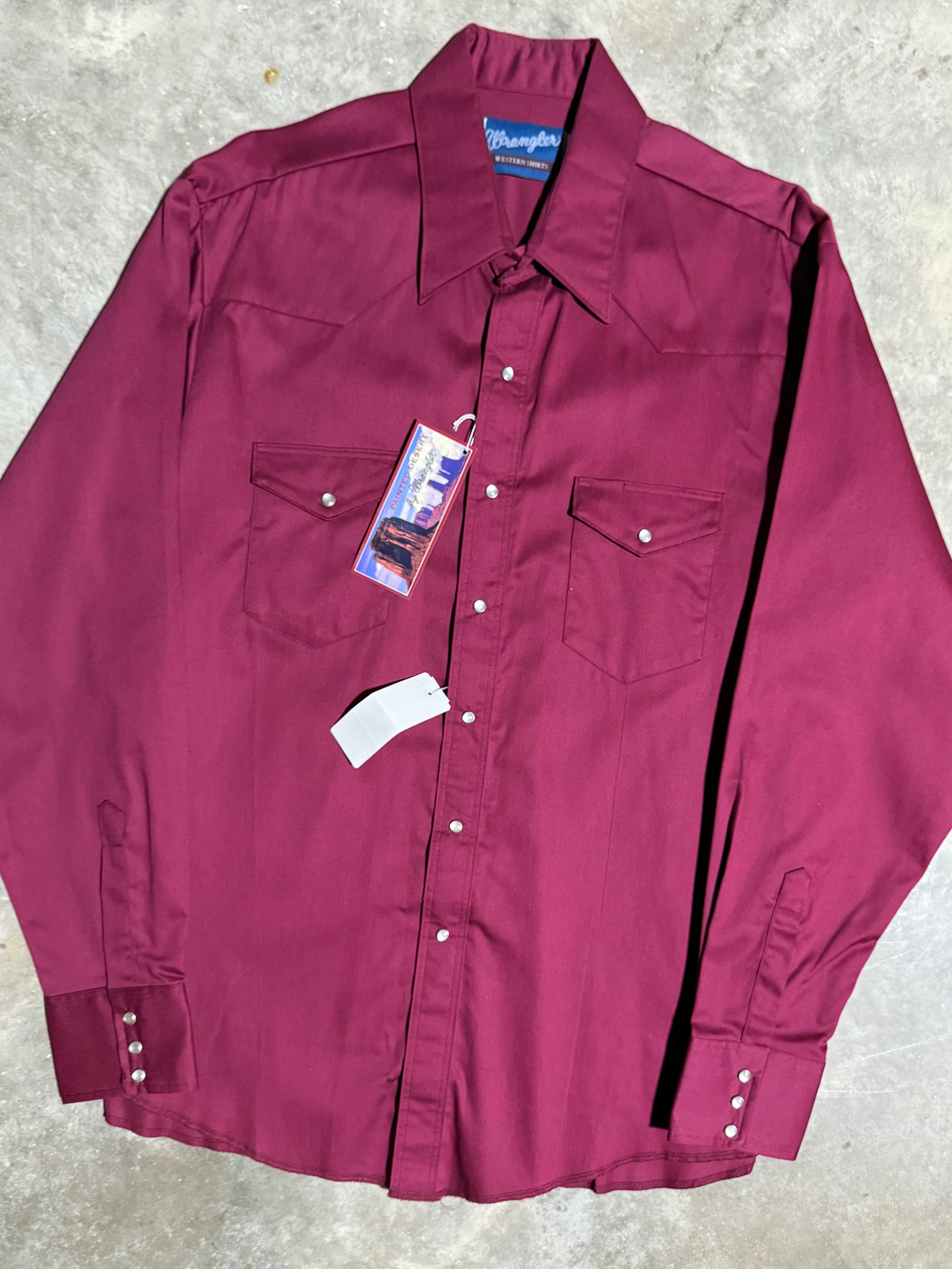 Vintage Wrangler Painted Desert Maroon Pearl Snap Shirt (XL)