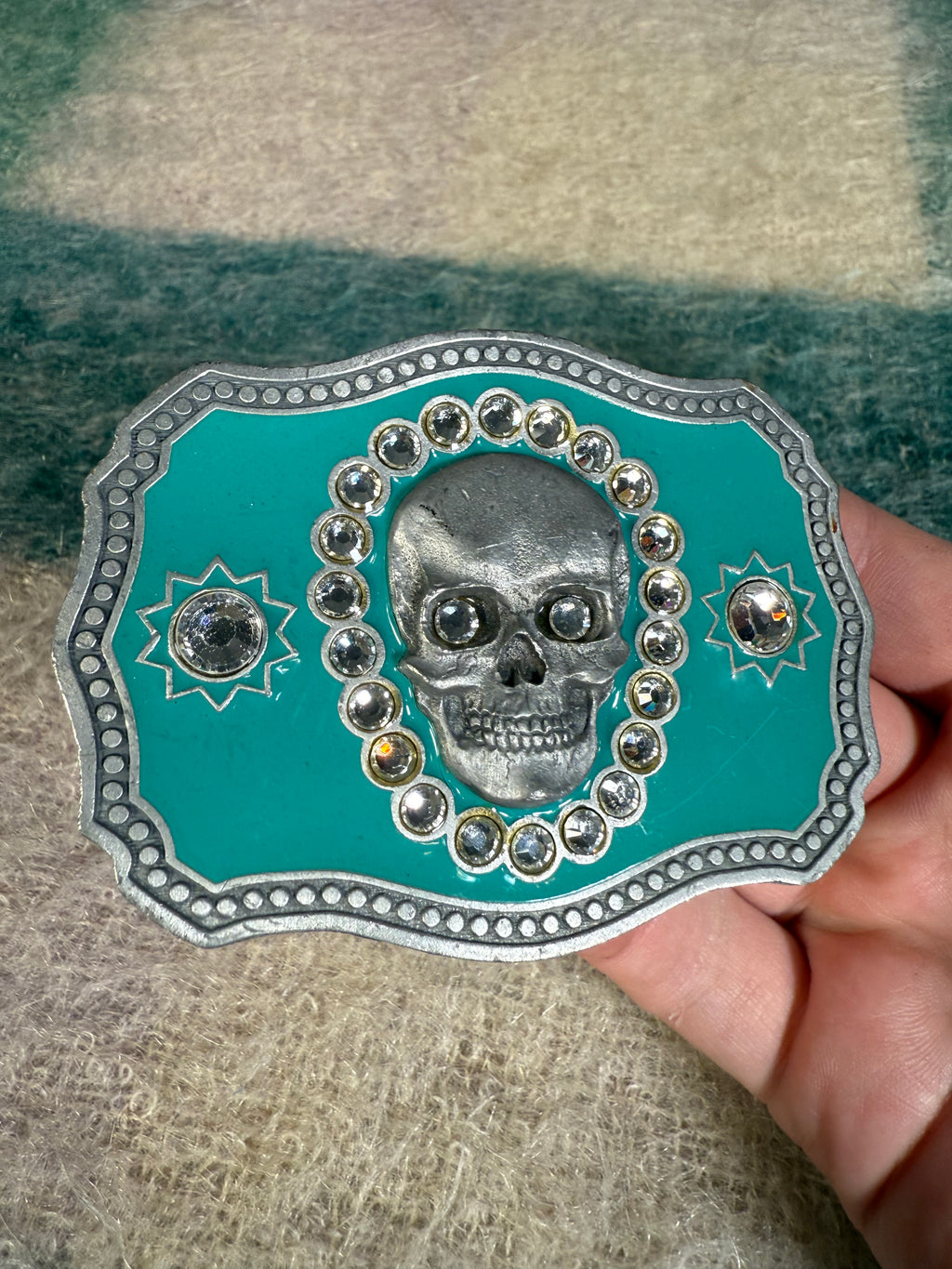 Vintage 2000s Skull Bejeweled Belt Buckle