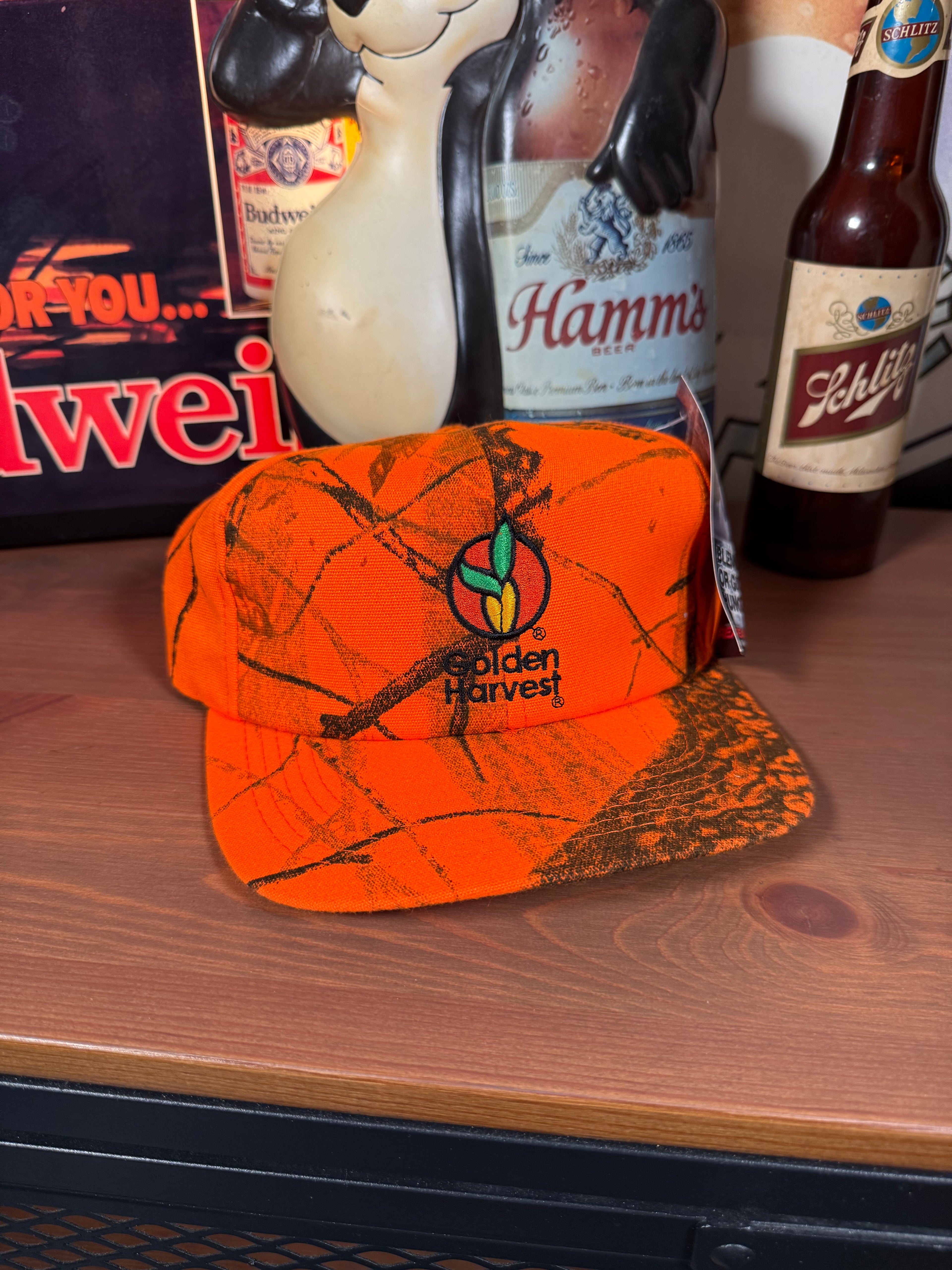 Vintage Golden Harvest Realtree Orange Camo K Products Snapback