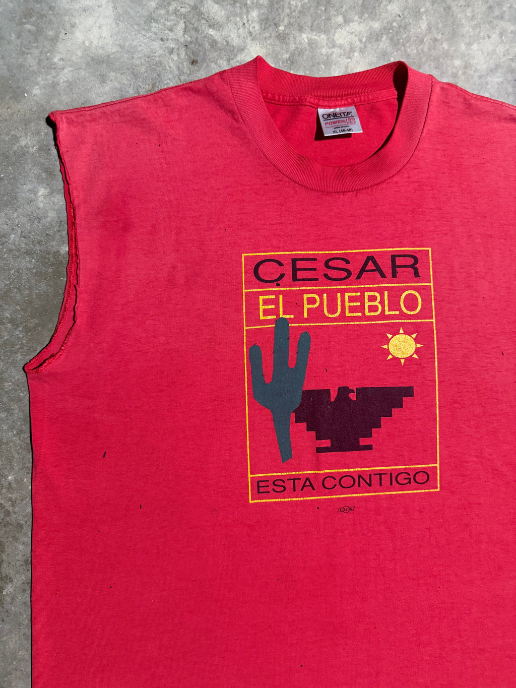 Vintage 90s Cesar El Pueblo Red Cutoff Tee (XL)