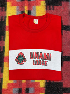 True Vintage Unami Lodge Red and White Tee (L)