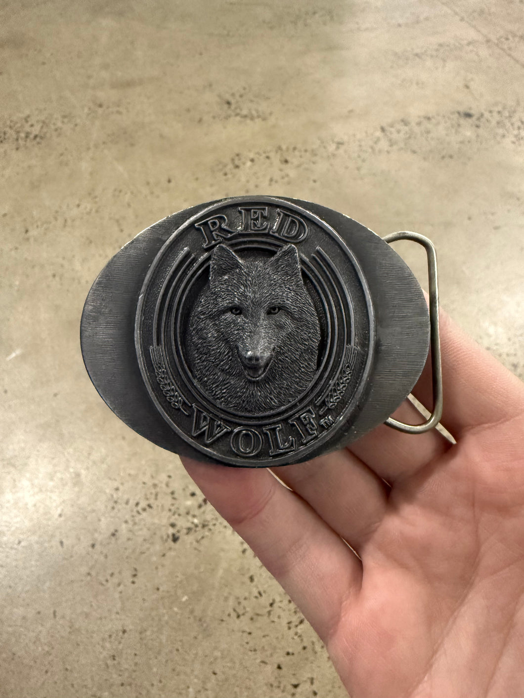 Vintage Red Wolf Beer Belt Buckle
