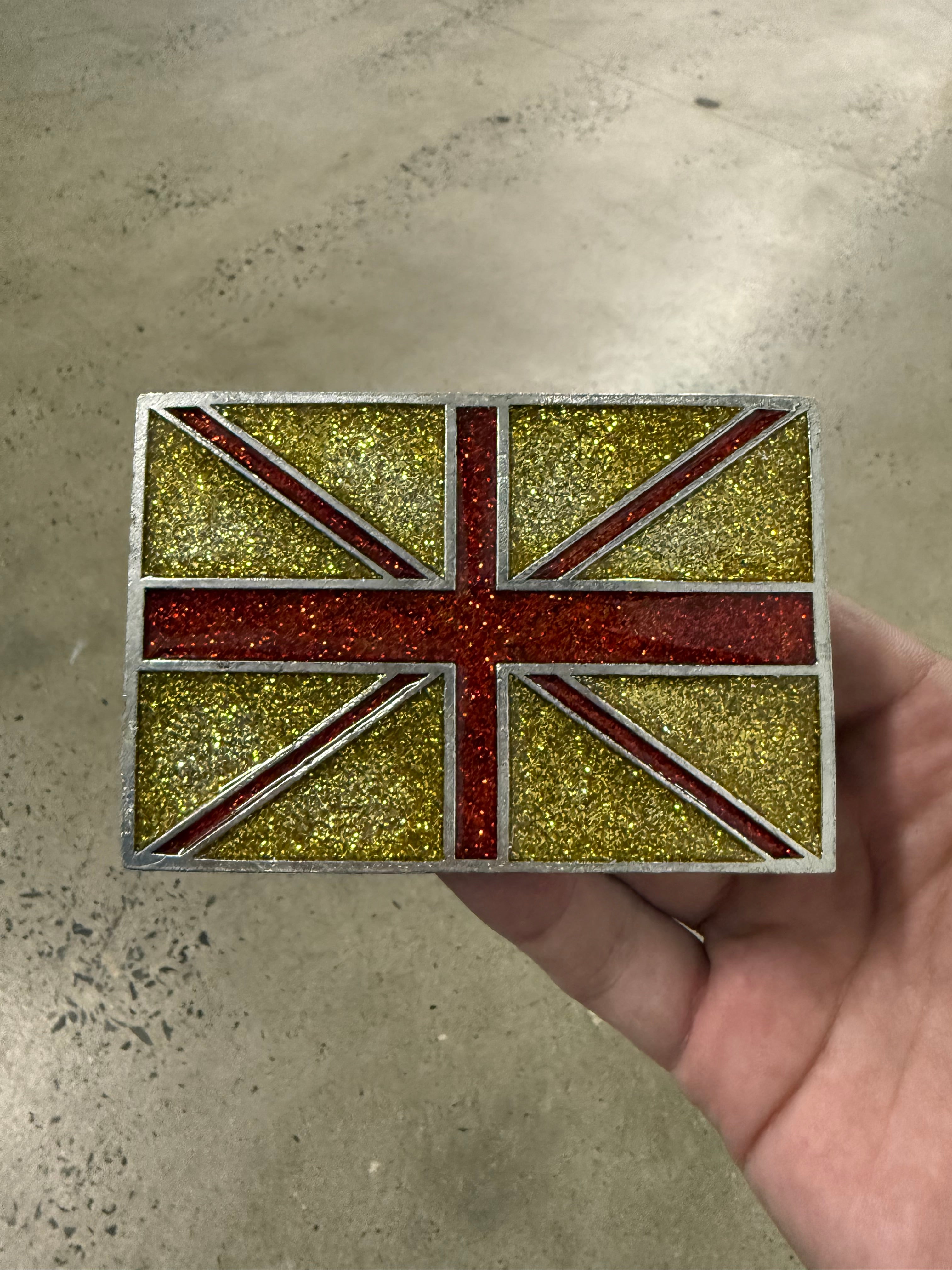Y2K Union Jack Sparkly Belt Buckle