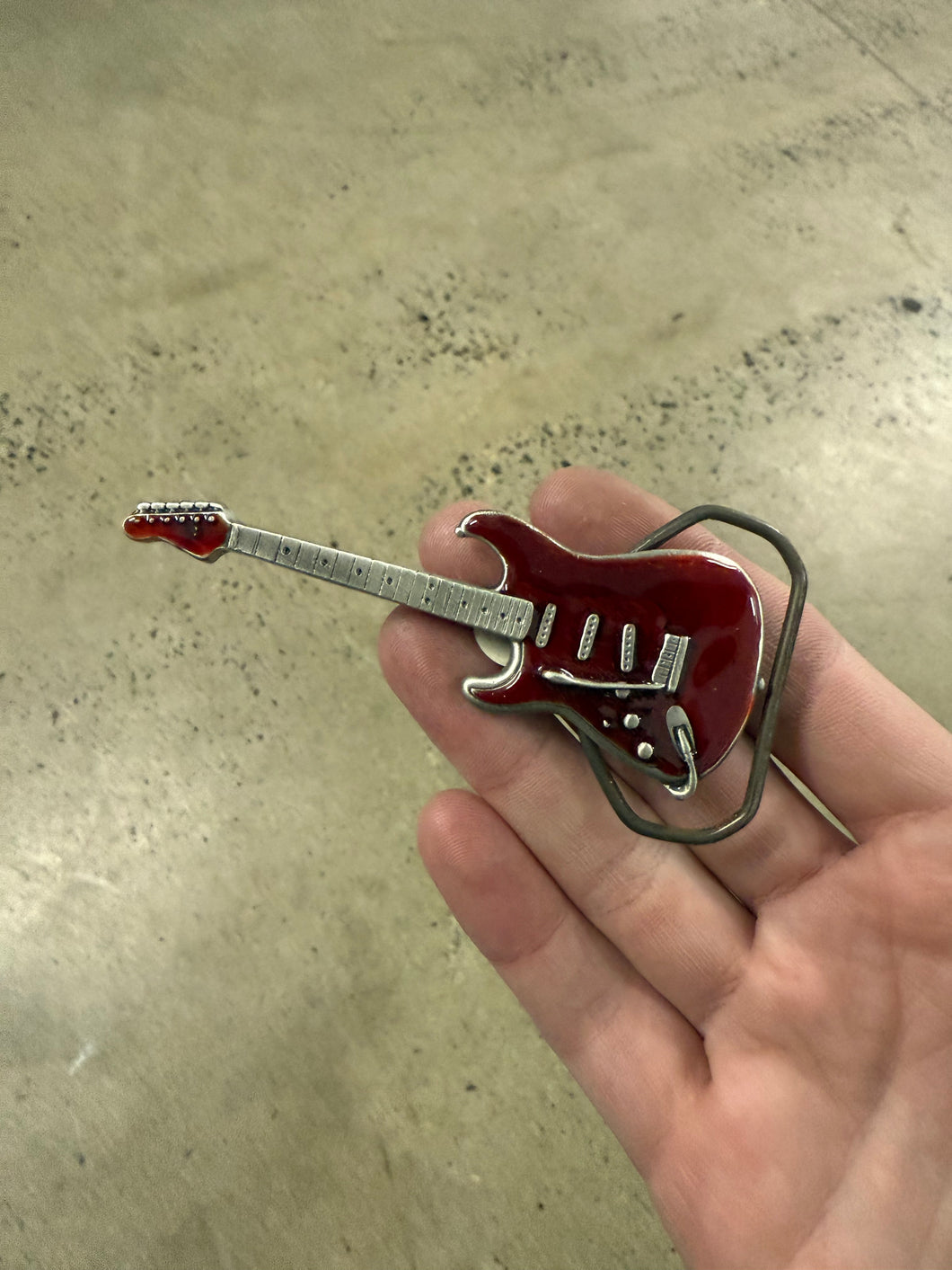 Vintage Red Guitar Belt Buckle