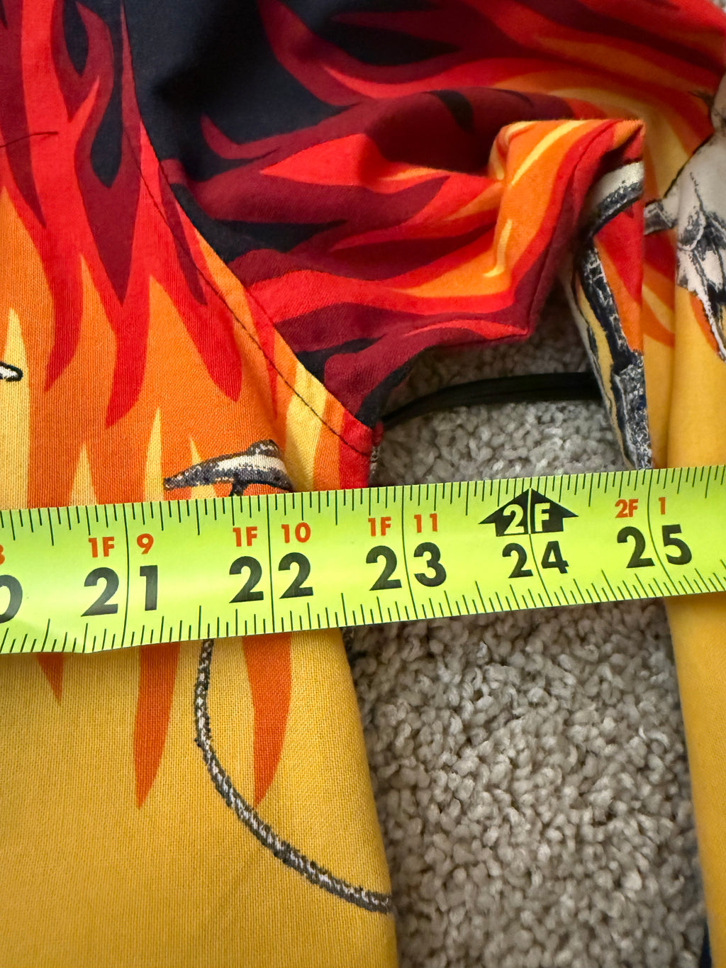 Vintage Roper Flaming Longhorn Skull Western Shirt (L)