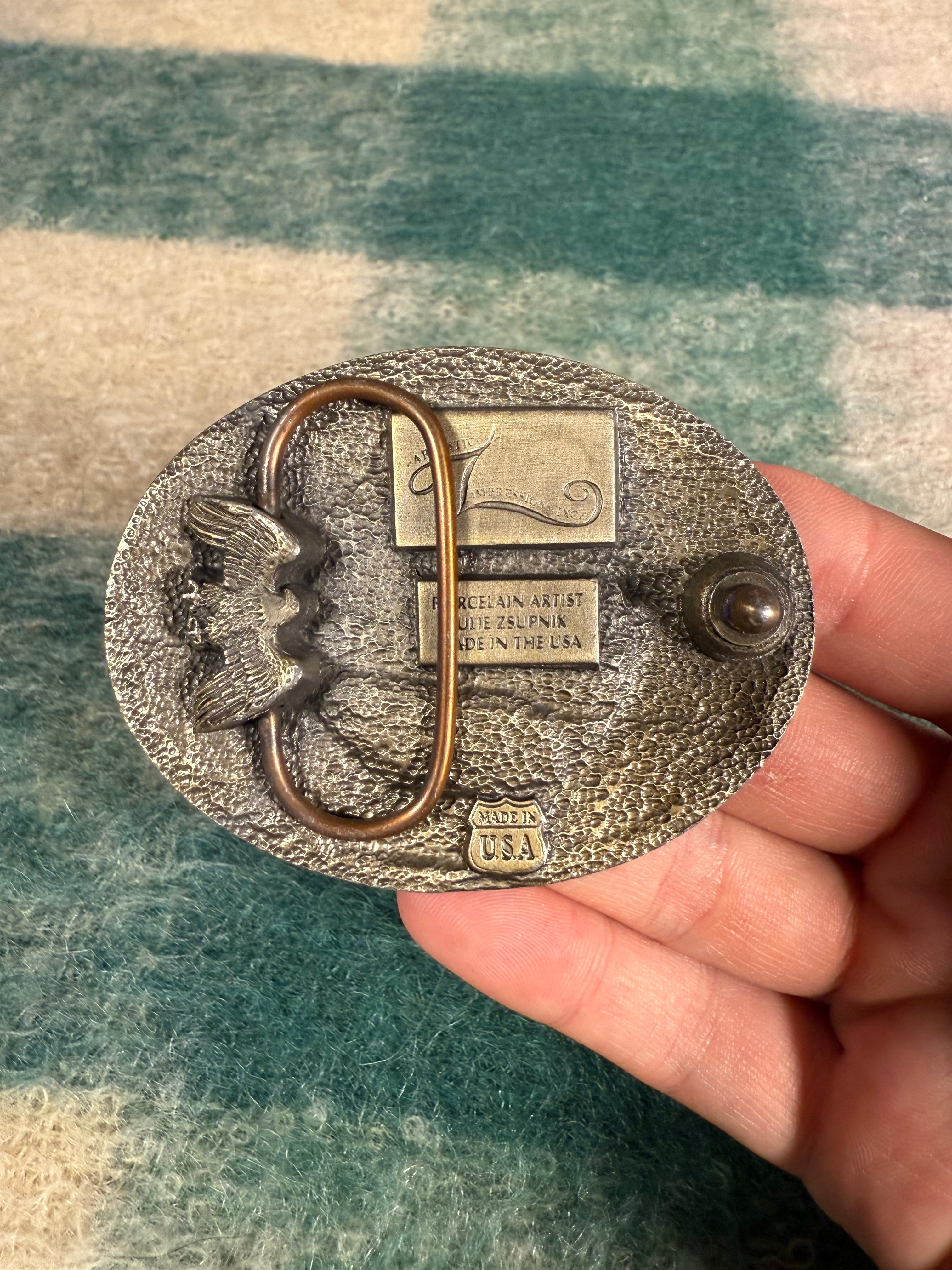 Vintage Bald Eagle American Flag Belt Buckle