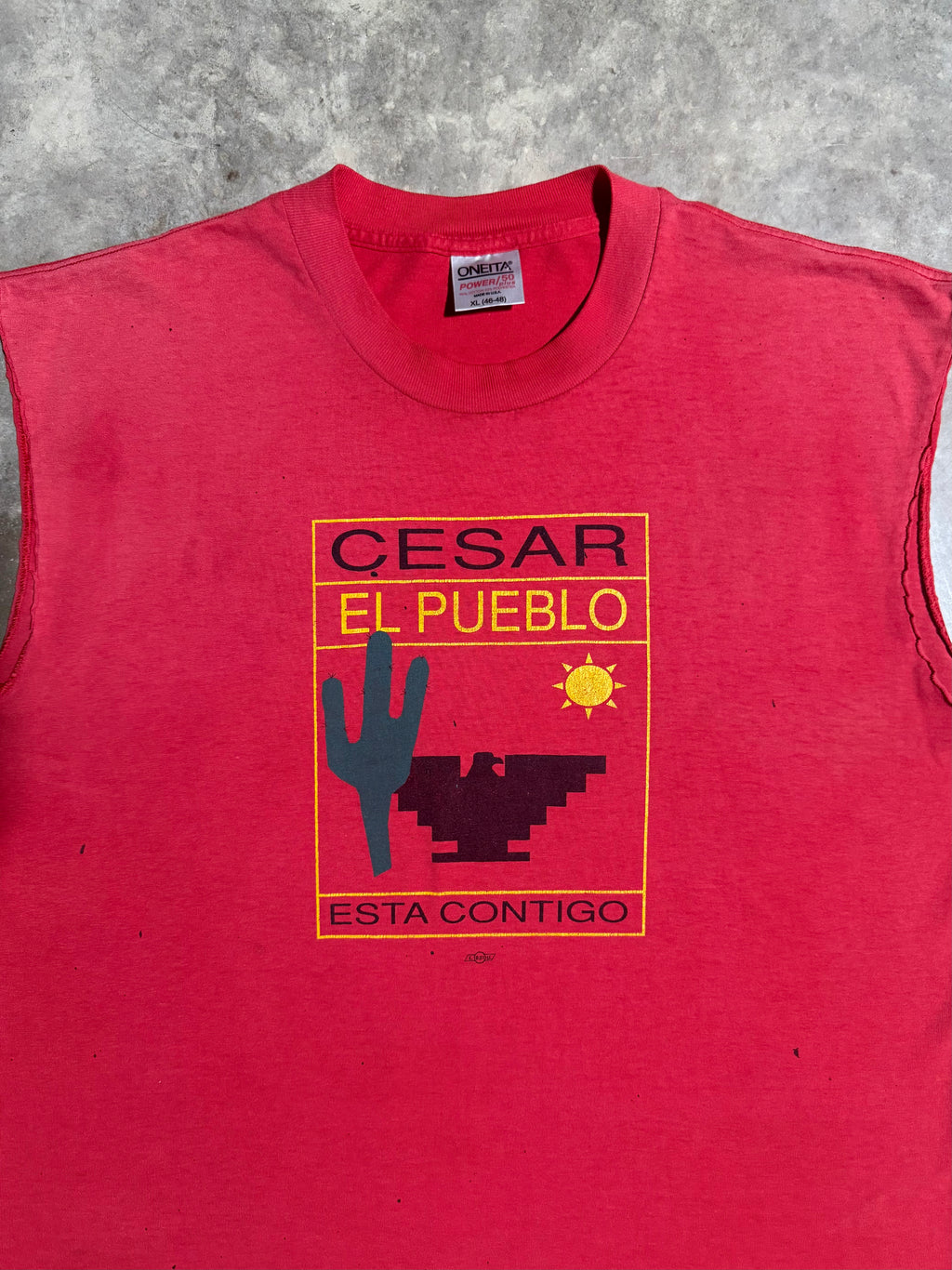 Vintage 90s Cesar El Pueblo Red Cutoff Tee (XL)