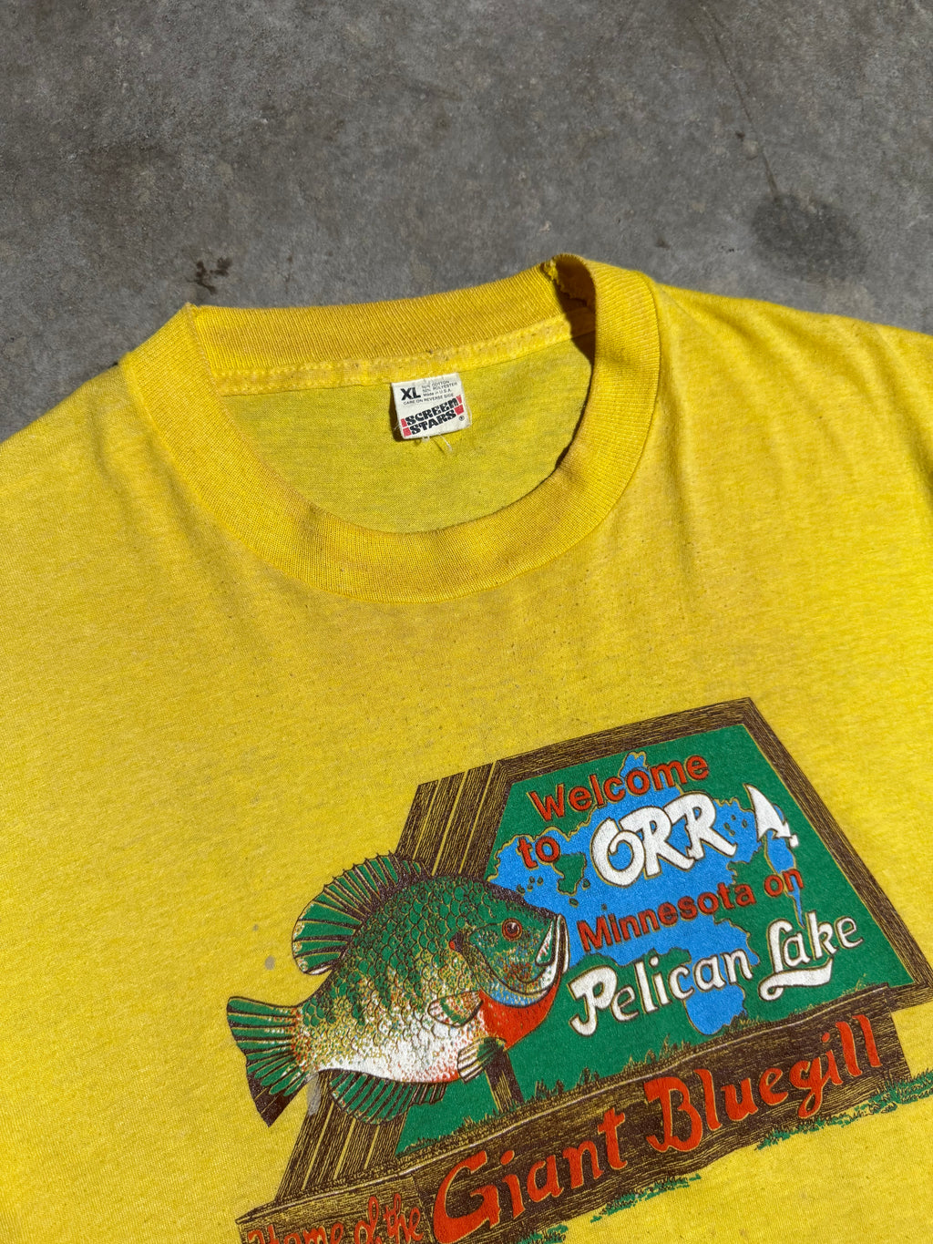 Vintage 1989 Giant Blue Gill Pelican Lake Double Sided Tee (L)