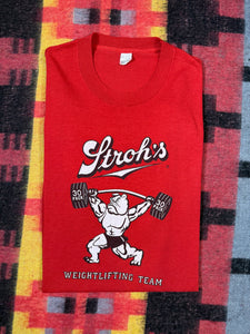 Vintage 80s Strohs Beer Weightlifting Team Shirt (XL)
