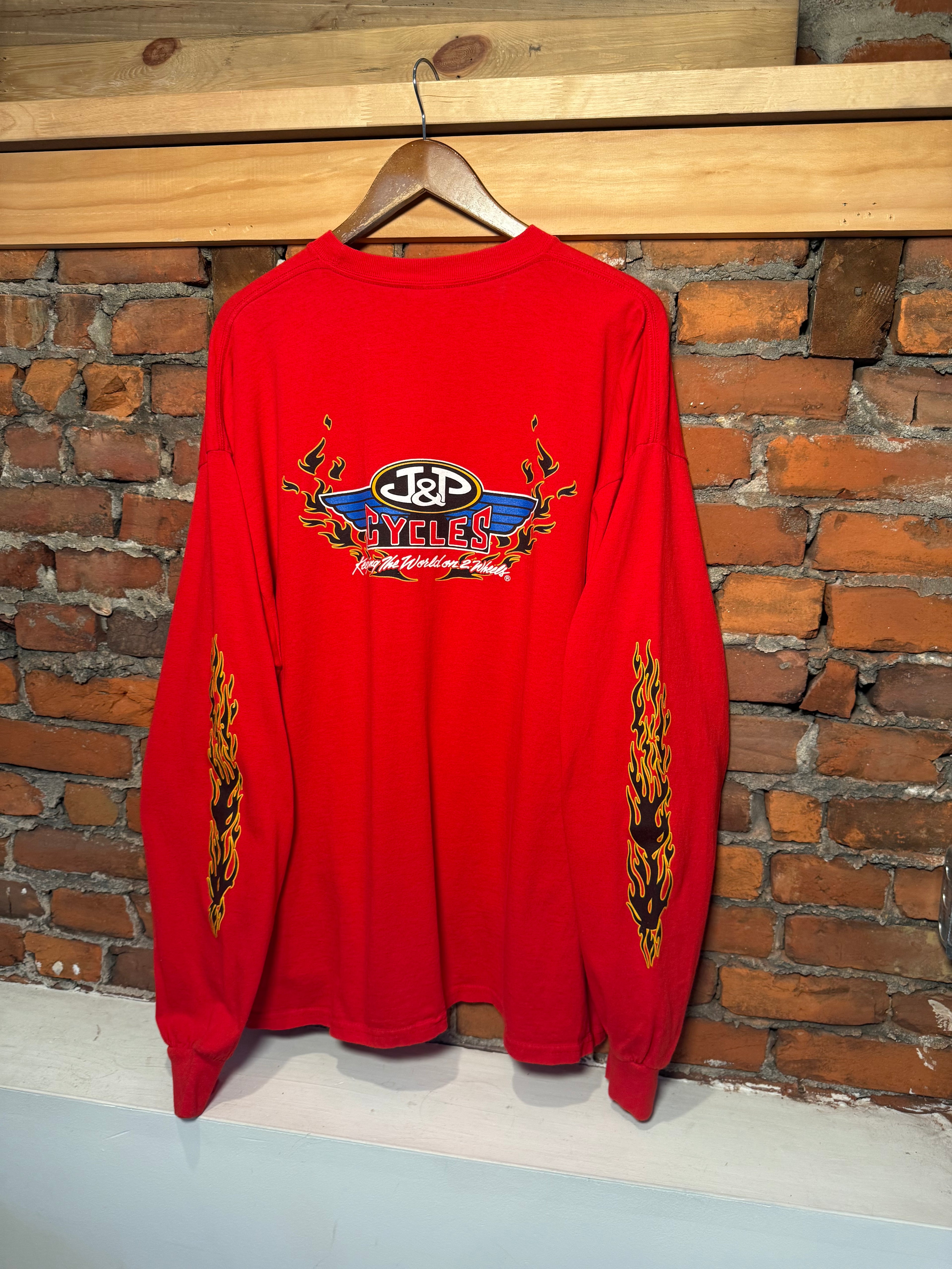 Vintage J&P Cycles Flames Longsleeve Shirt (2XL)