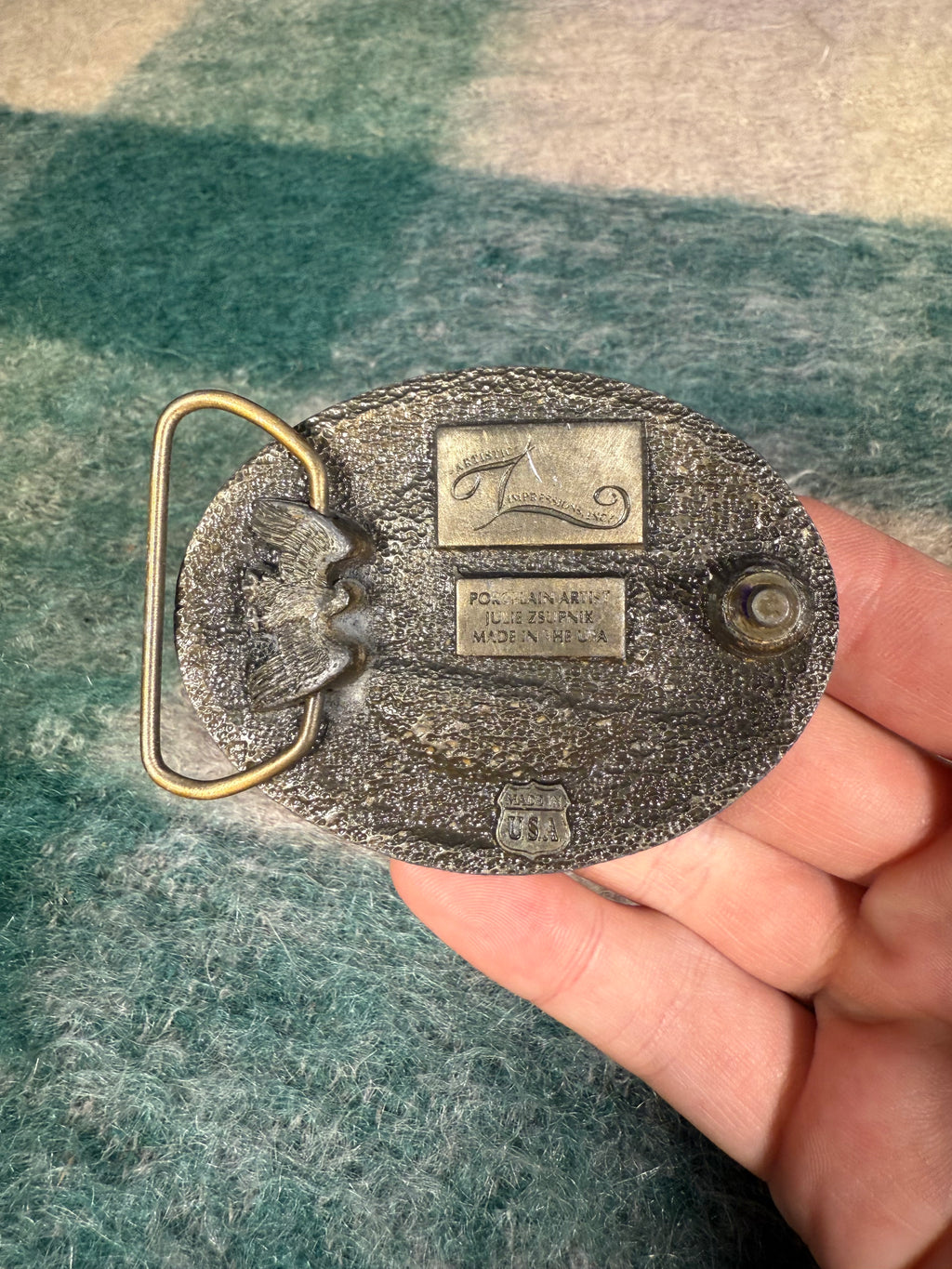 Vintage Bald Eagle Circle Belt Buckle