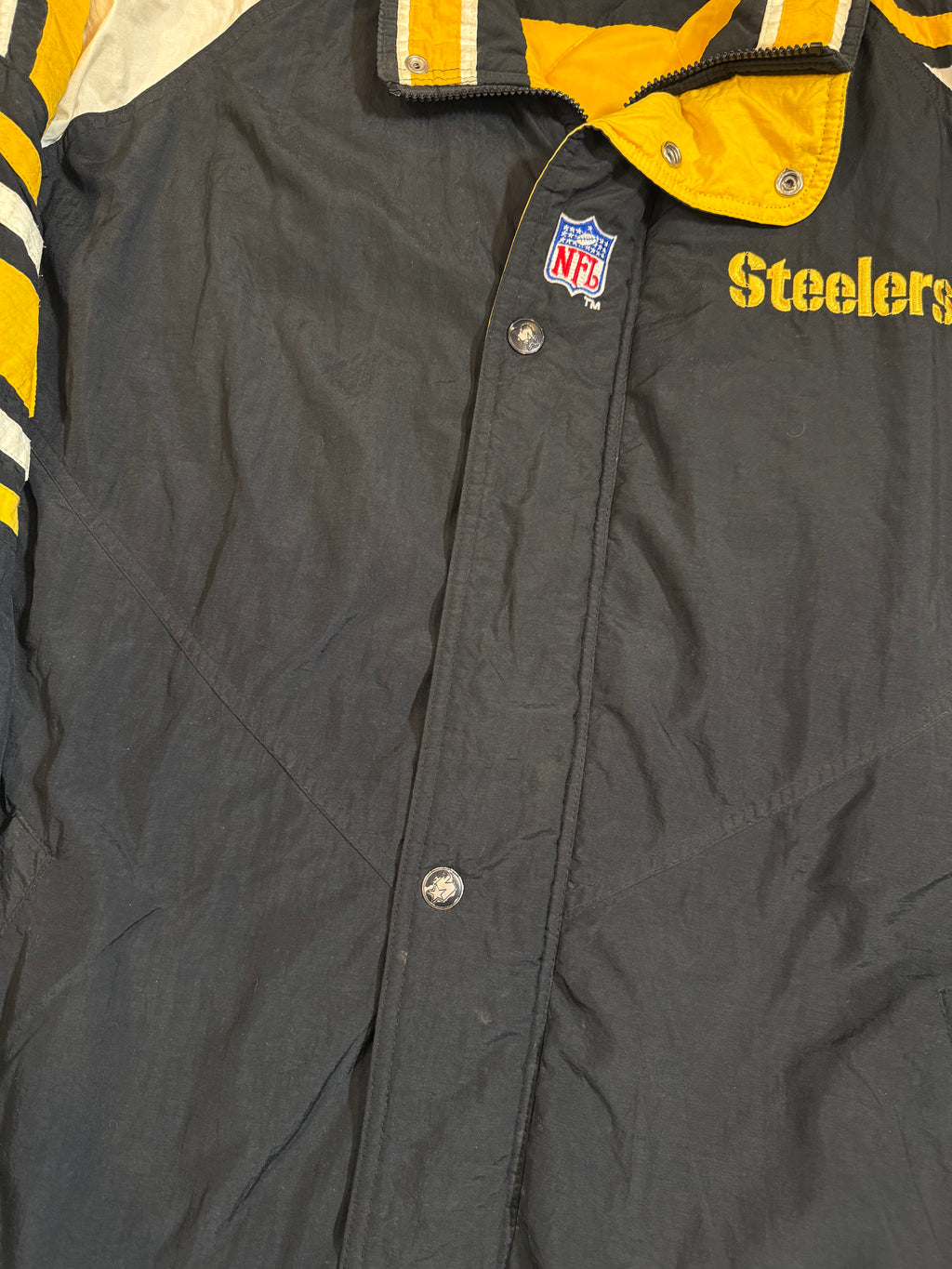 Vintage 90s Pittsburgh Steelers Starter Zip Up Puffy Jacket (2XL)