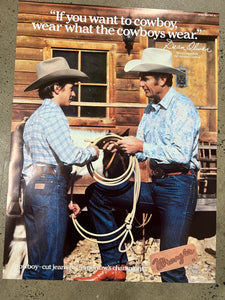 Vintage 1981 Wrangler - Wear What Cowboys Wear Advertisement Poster (21x28inch)