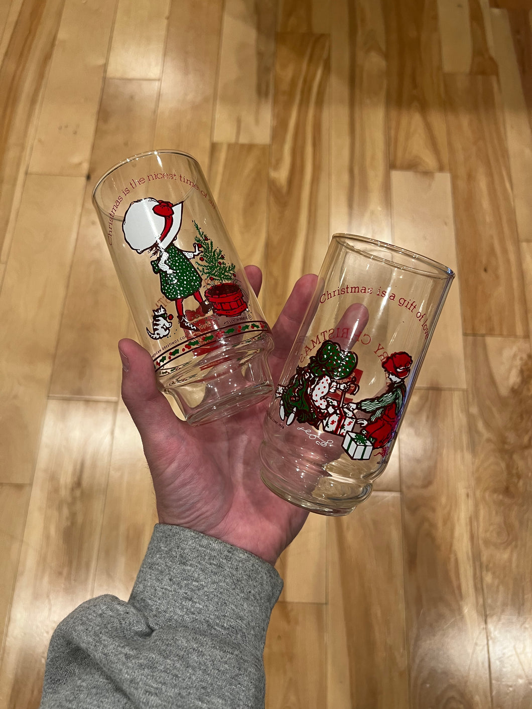 Lot of 2 Vintage 70s Coca Cola Christmas Glasses