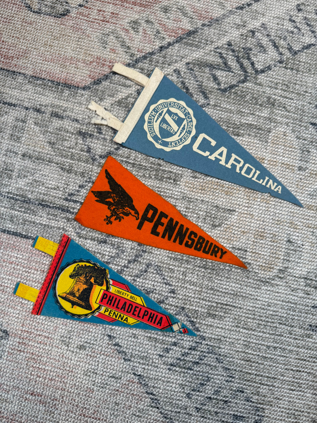 Lot of 3 Vintage Pennants - Carolina, Pennsbury and Philadelphia