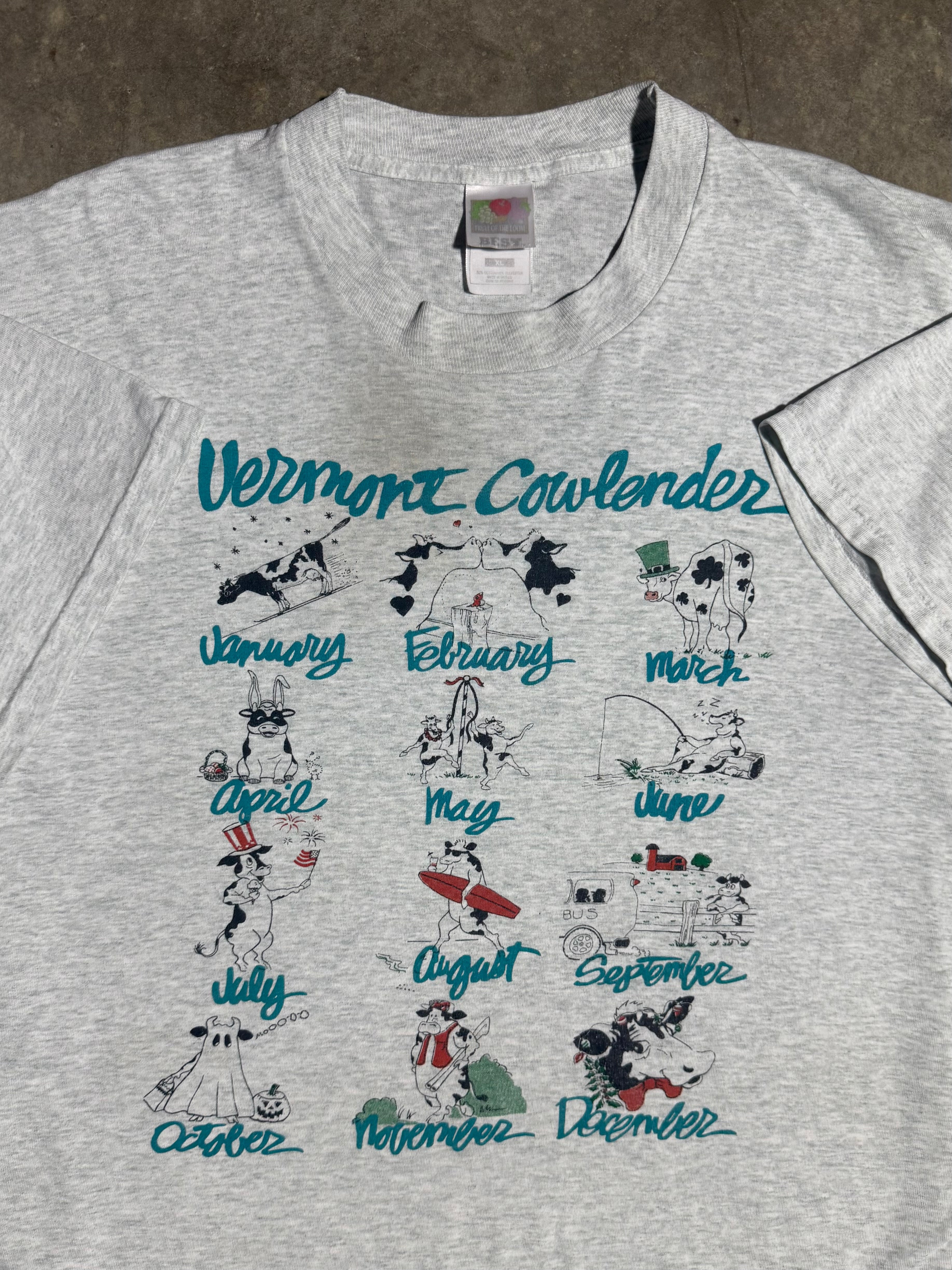Vintage Vermont Cowlendar Cow T-Shirt (XL)