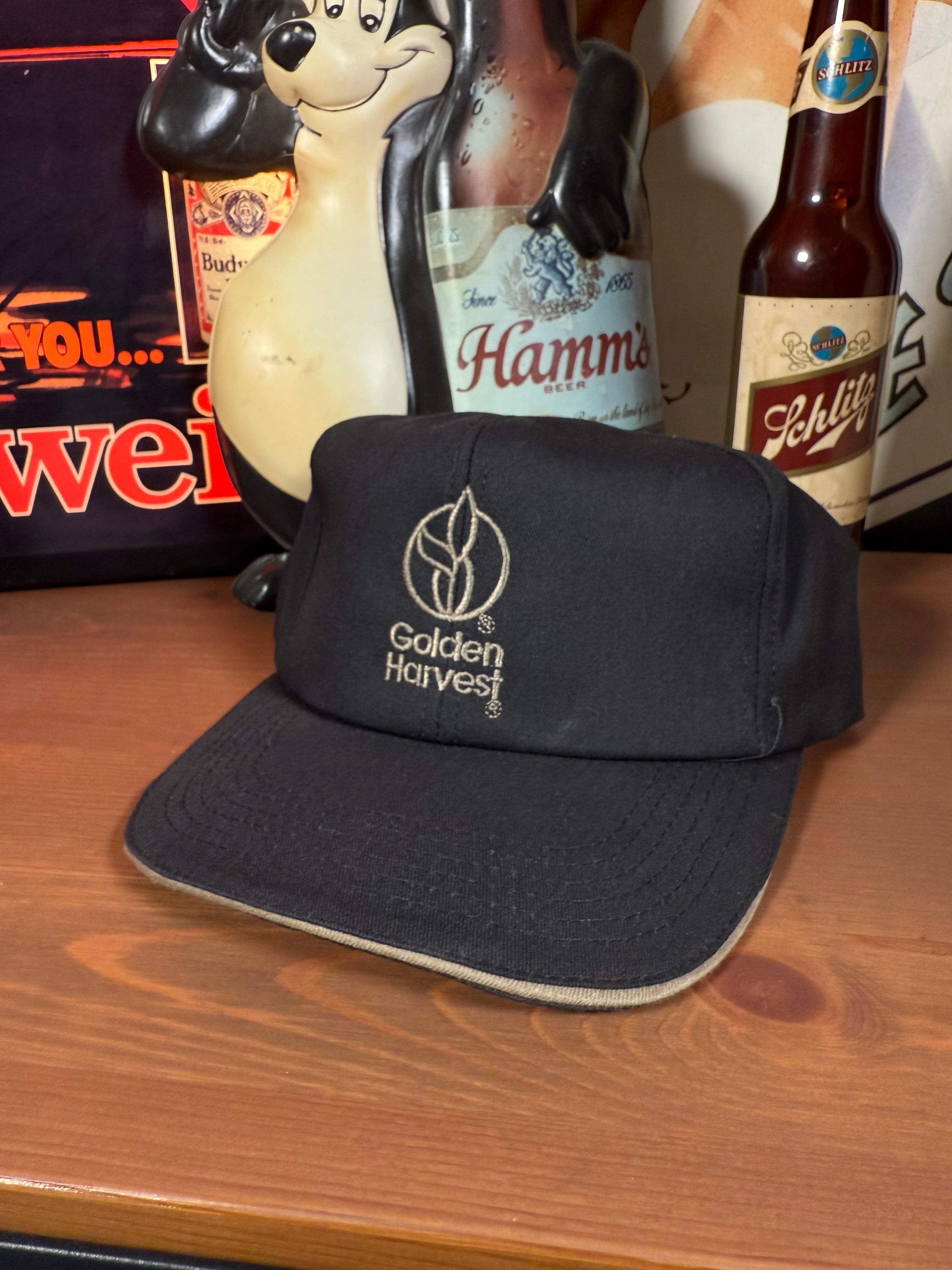 Vintage Golden Harvest Seed Black Snapback Hat