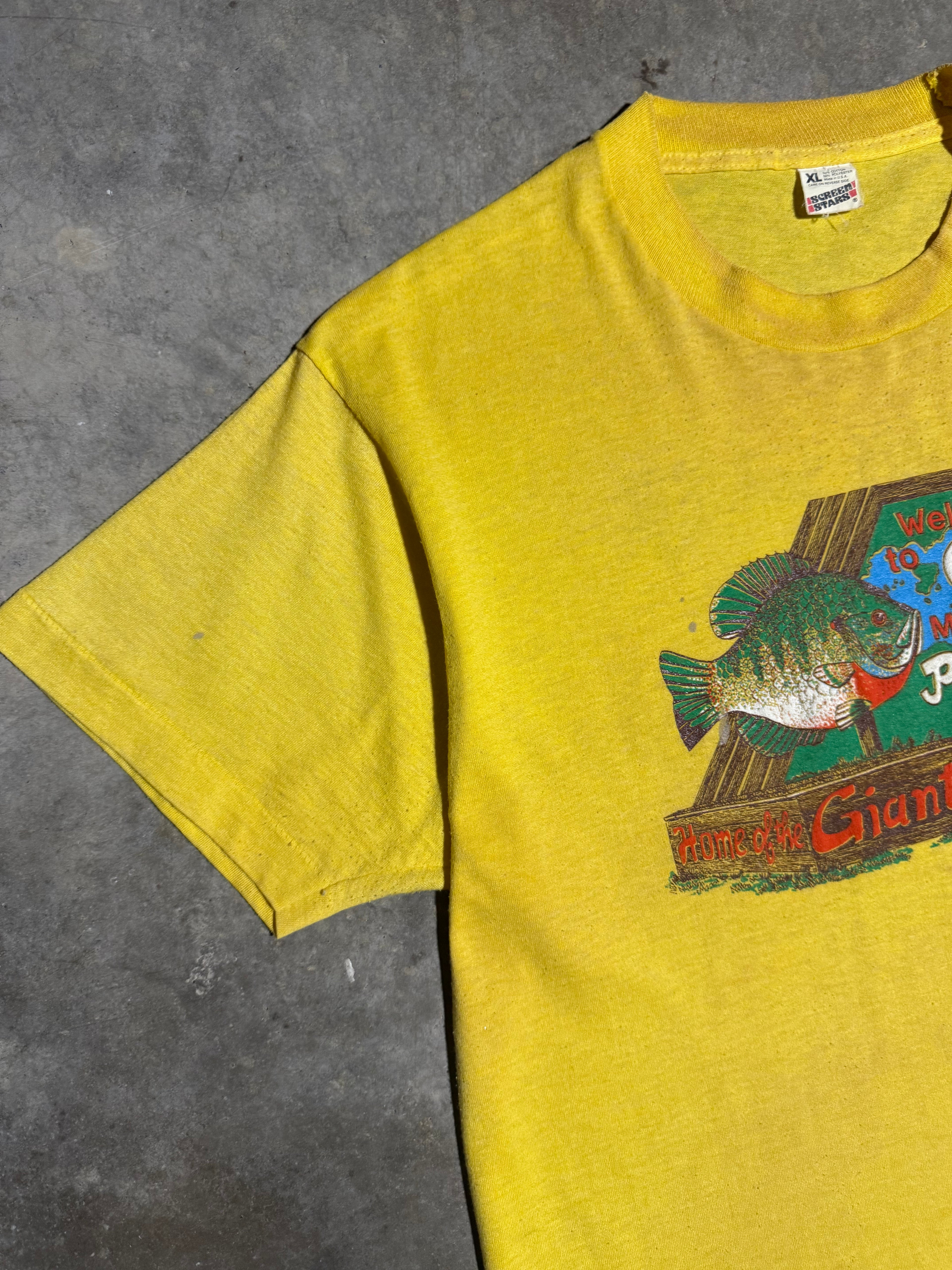 Vintage 1989 Giant Blue Gill Pelican Lake Double Sided Tee (L)