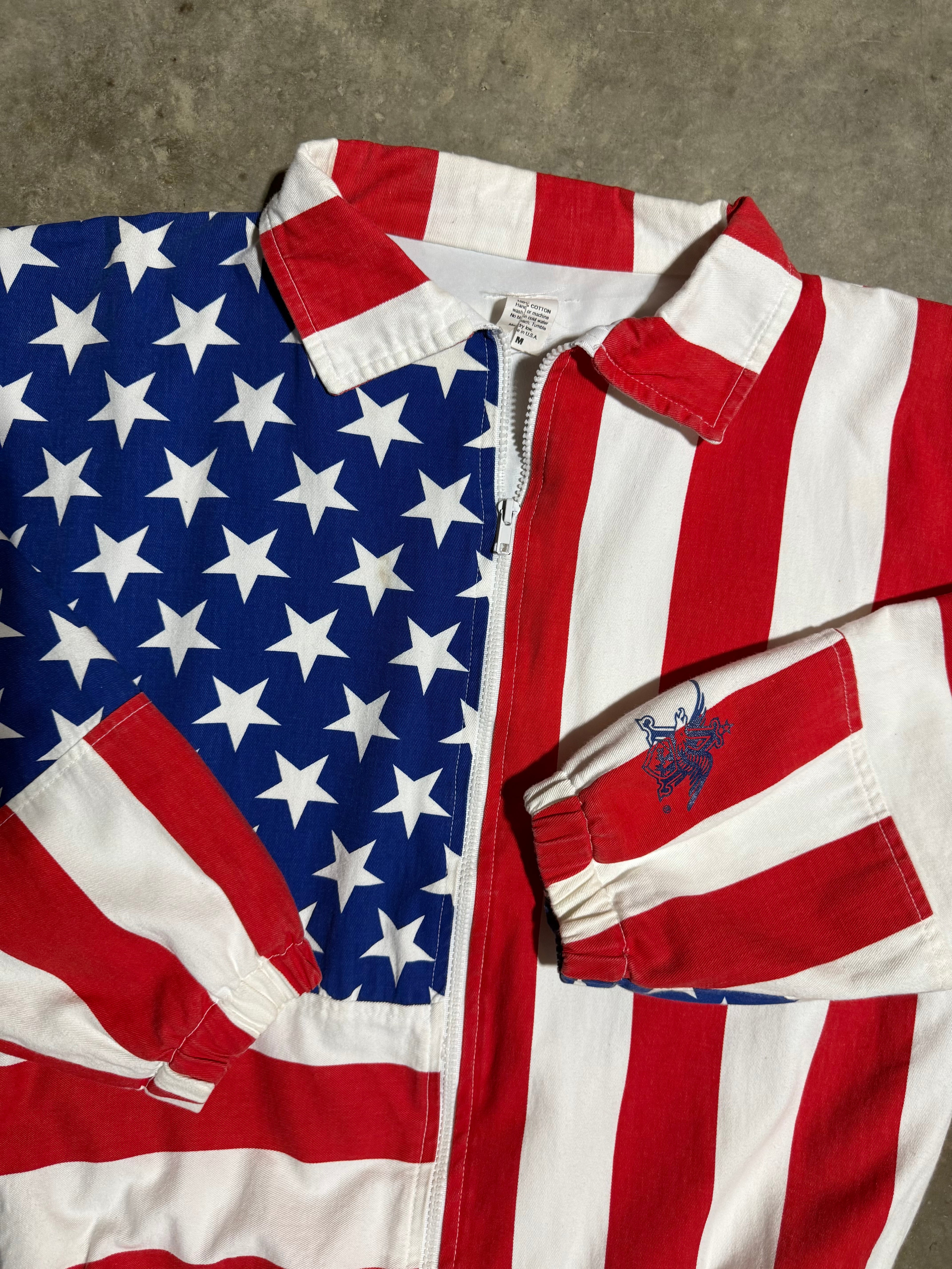 Vintage 90s Anheuser-Busch Beer American Flag Zip Up (M)