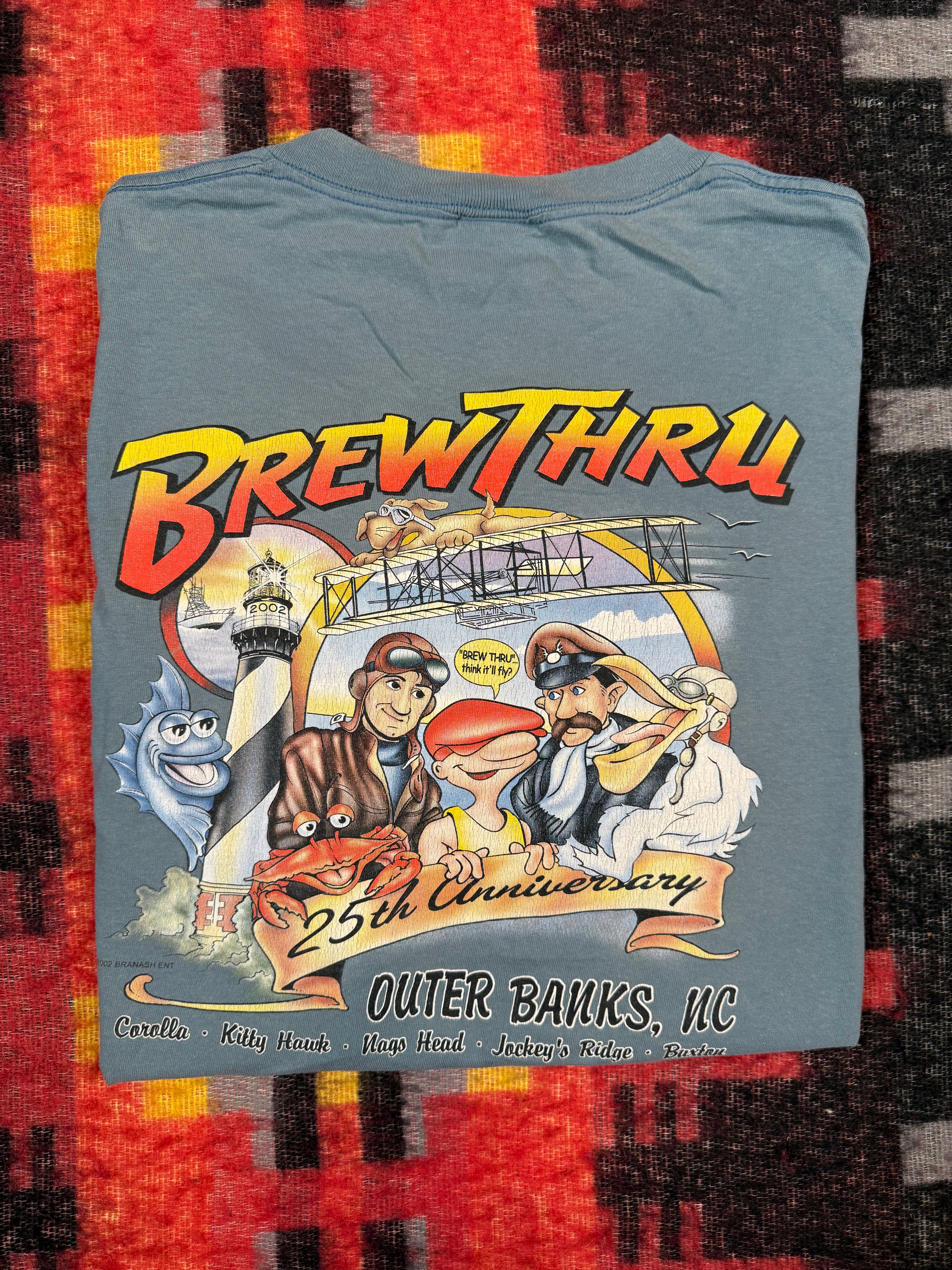 Vintage 2002 Distressed Brew-Thru Shirt (2XL)