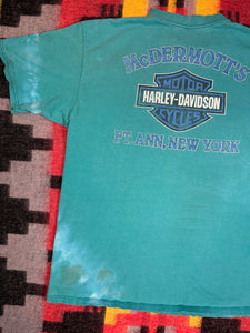 Vintage Distressed 90s Harley Davidson Teal Pocket Tee (XL)