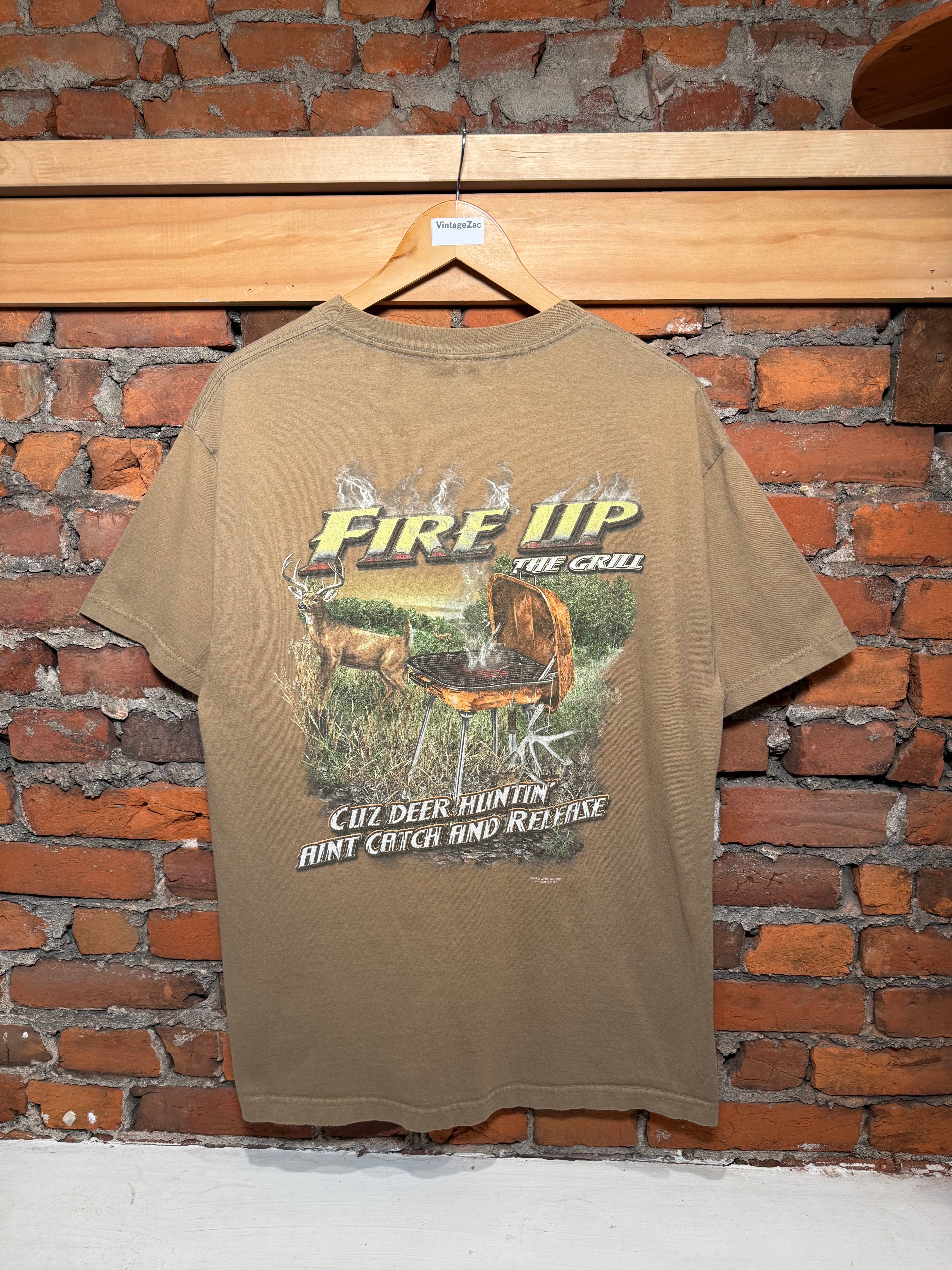 Vintage Fire Up The Grill Buck Wear T-Shirt (L)