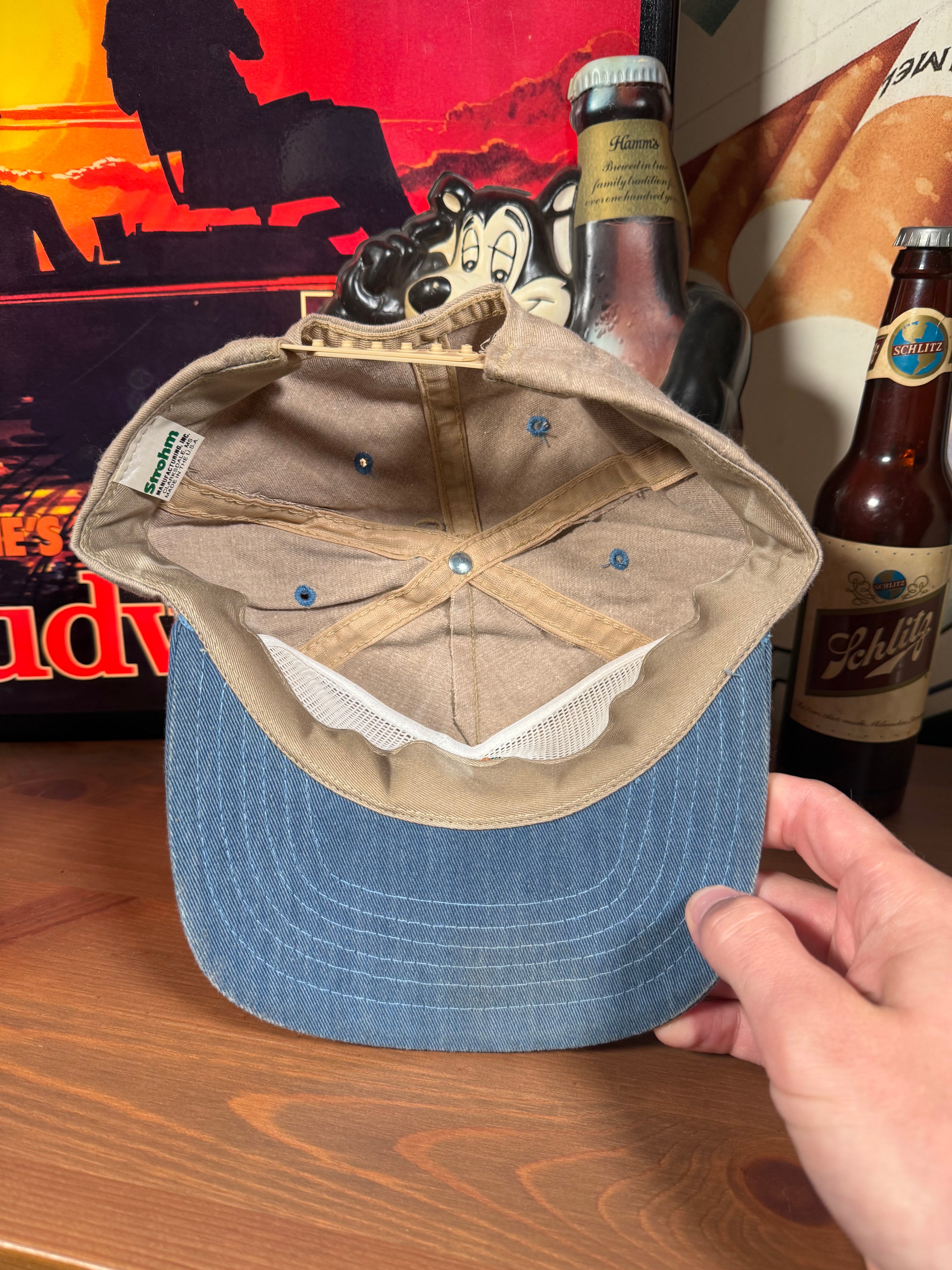 Vintage Golden Harvest Denim Two Tone K Products Snapback Hat