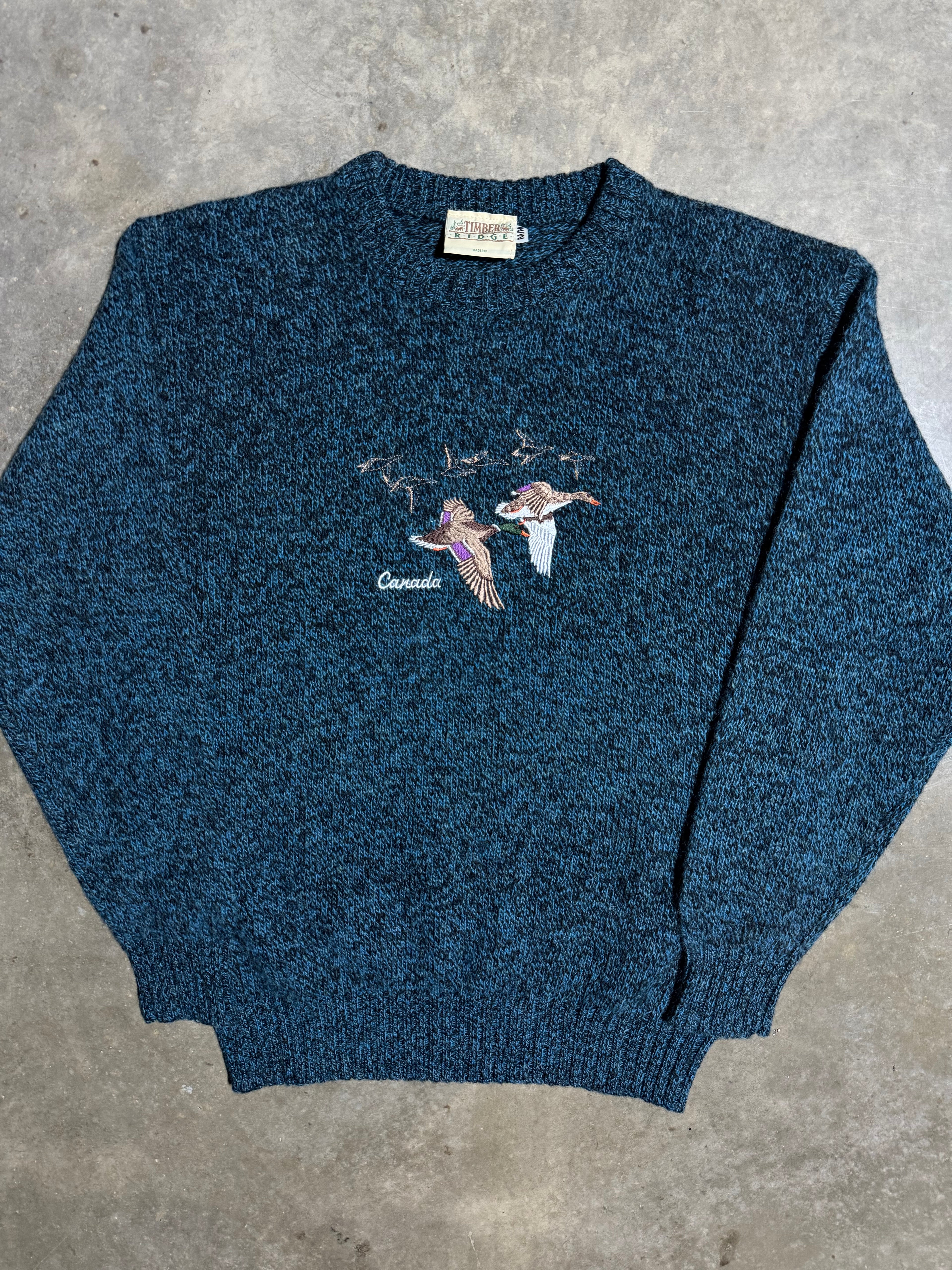 Vintage Canadian Geese Embroidered Knit Sweater (M)