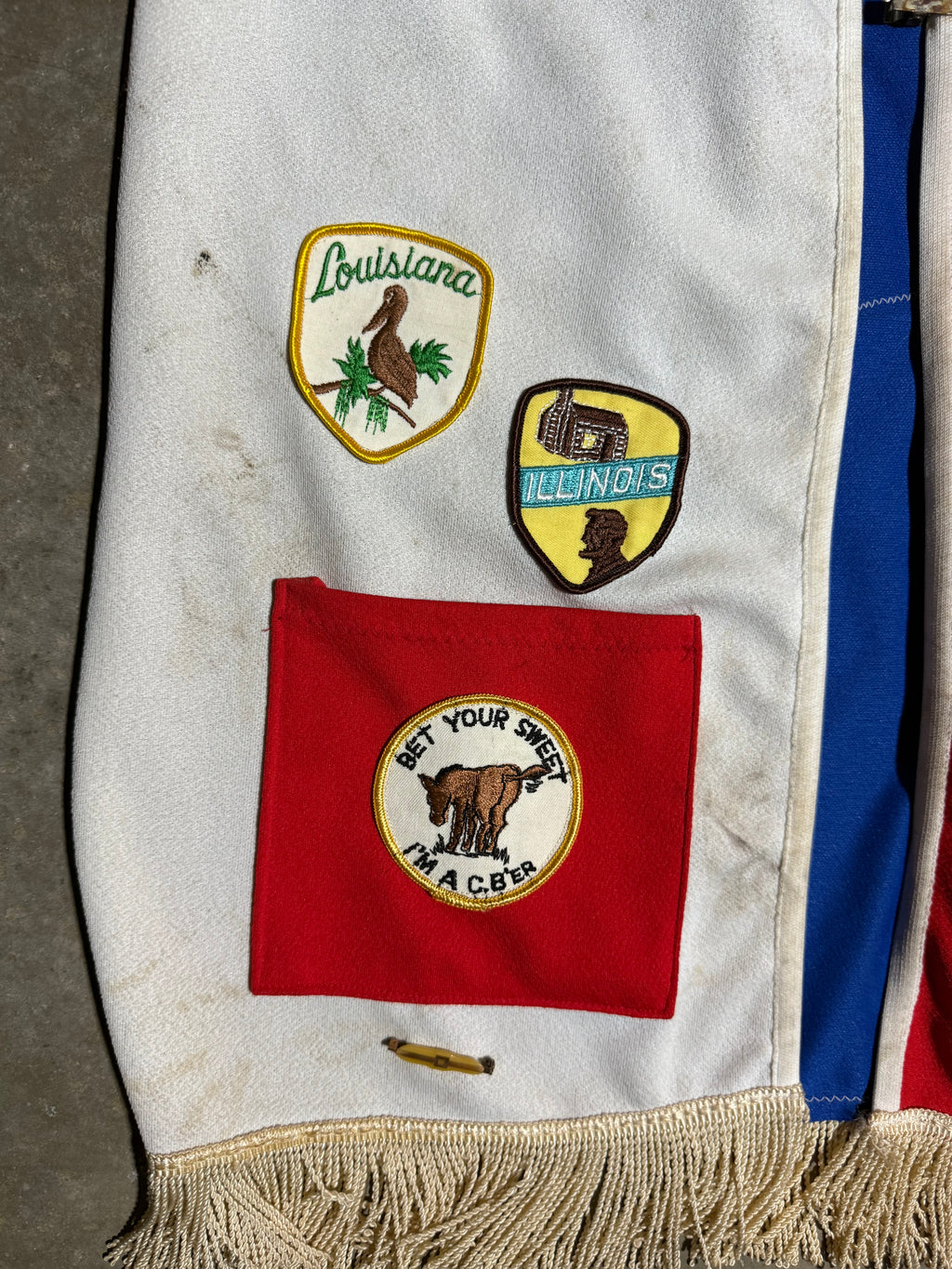 Vintage 70s 1776ers Ditchdigger Red White & Blue Patch Vest (M)
