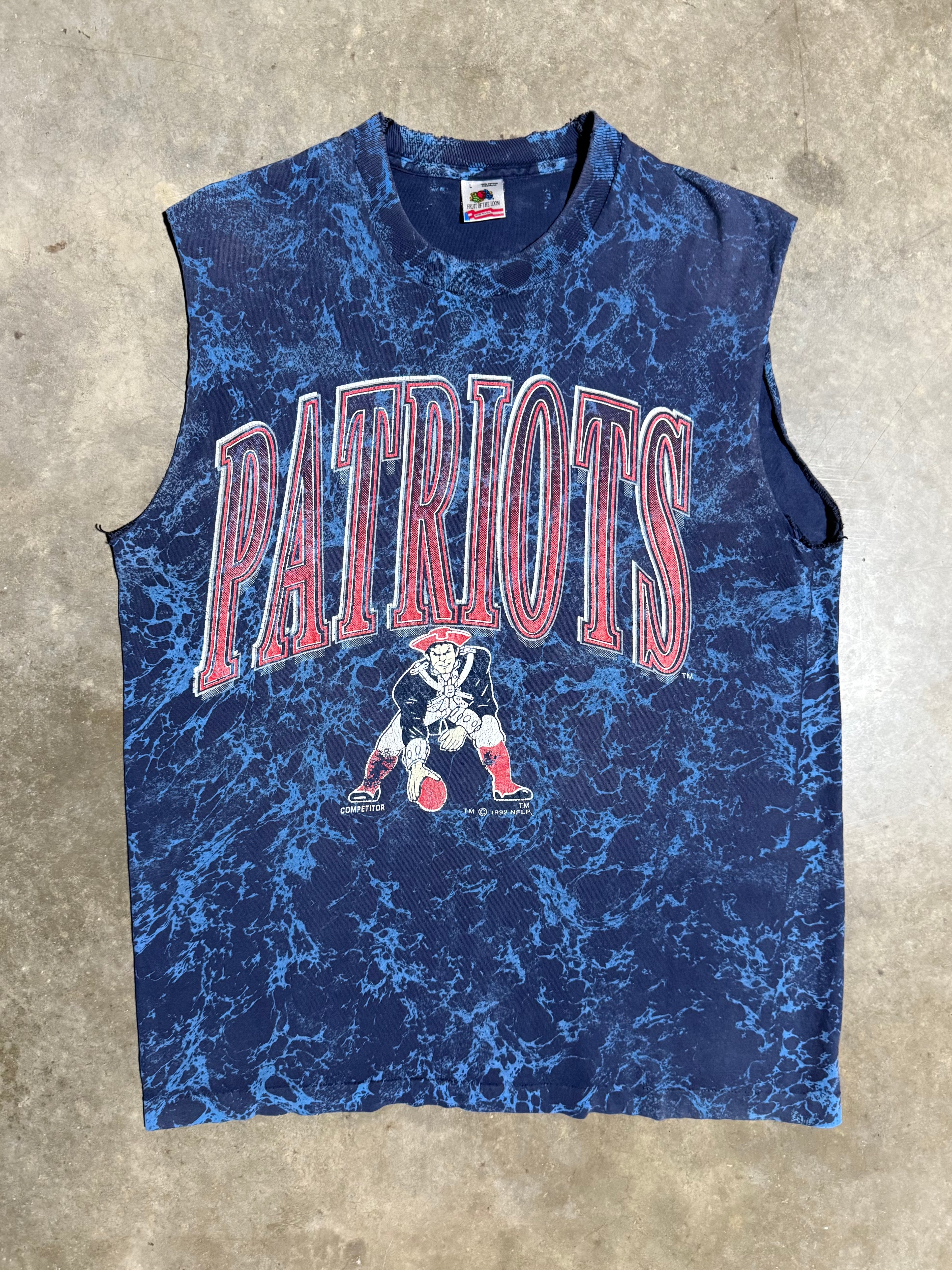 Vintage 1992 Patriots Cutoff Dyed T-Shirt (L)