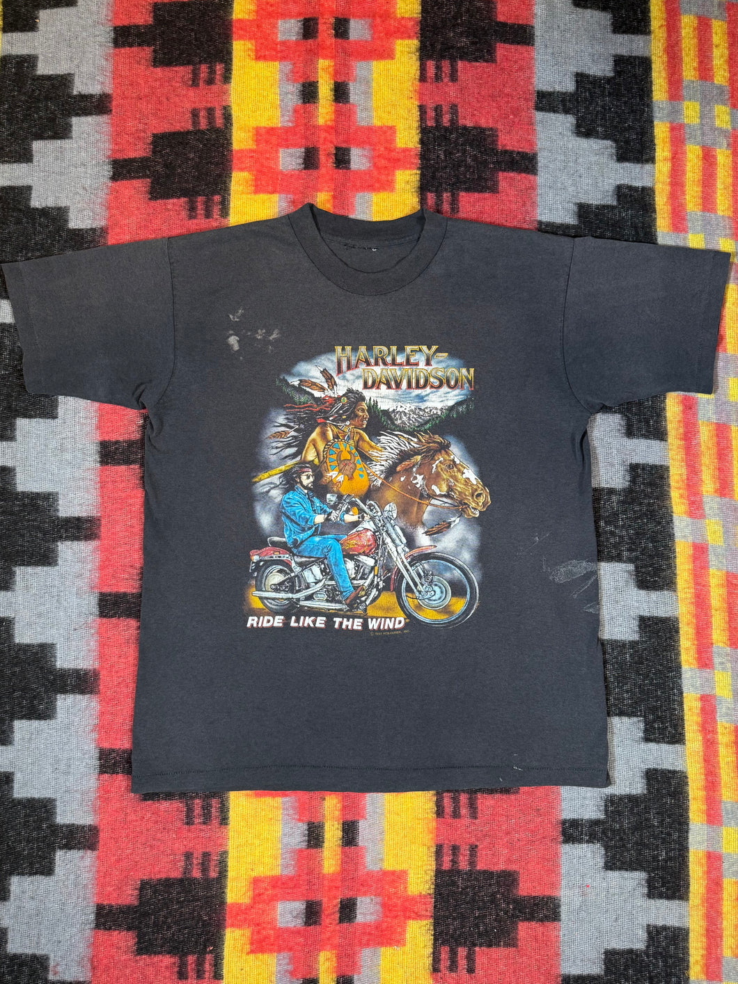 Vintage 1991 Harley Davidson Ride Like The Wind Shirt (L/XL)