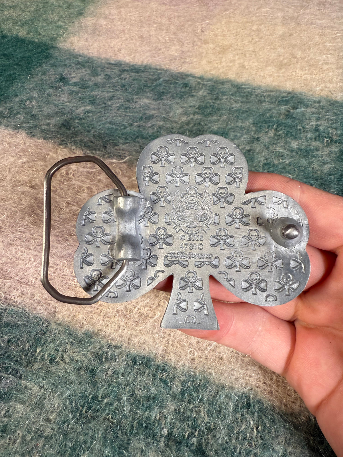 Vintage 2000s Skull Clover Belt Buckle