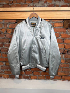 Vintage Silver Amtrak Satin Jacket (L)