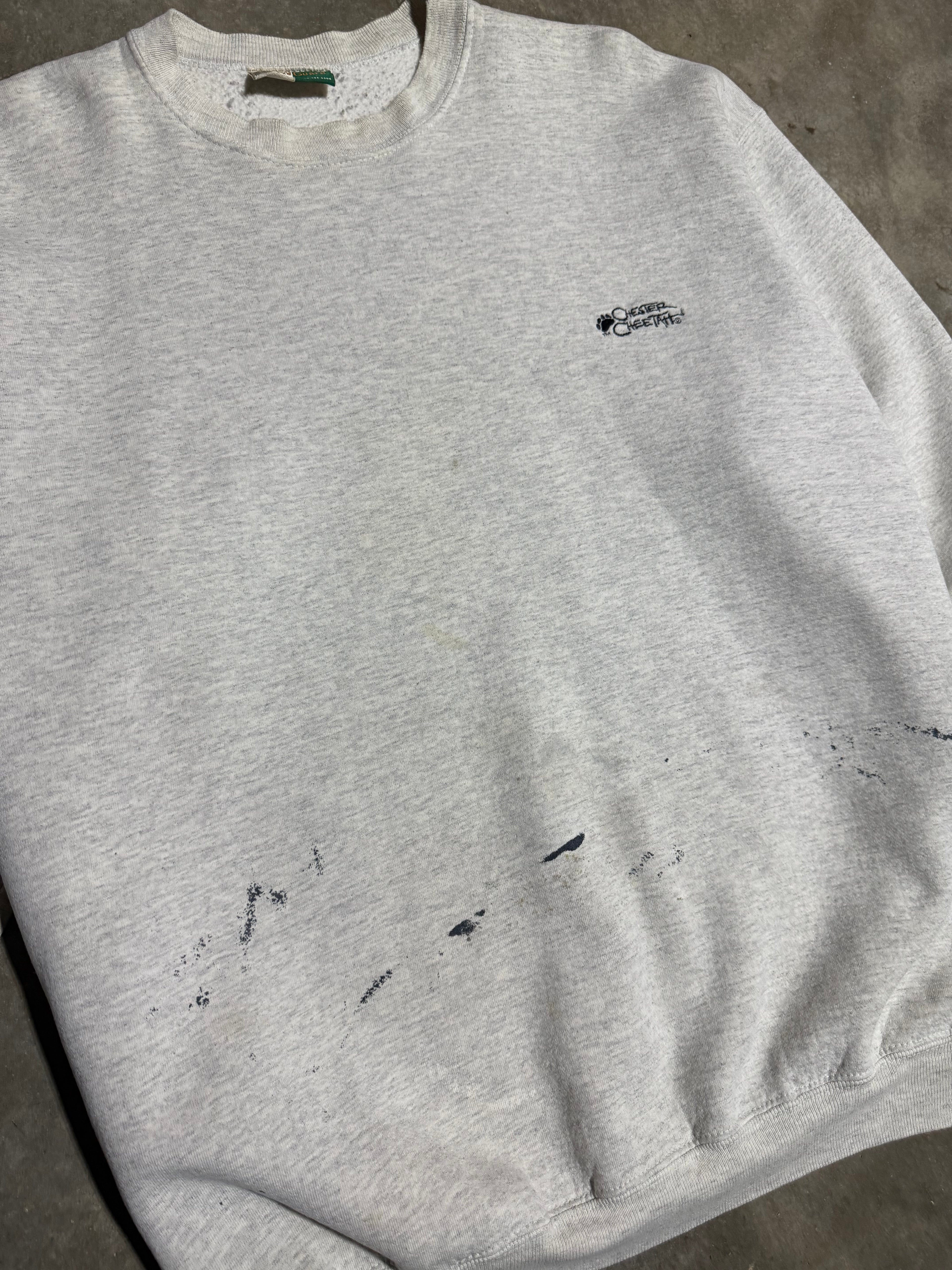 Vintage 90s Chester Cheetah Embroidered Distressed Crewneck (XL)