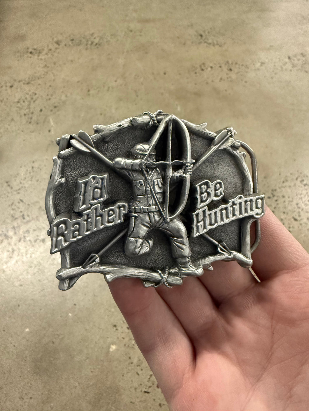 Vintage Id Rather Be Hunting Belt Buckle