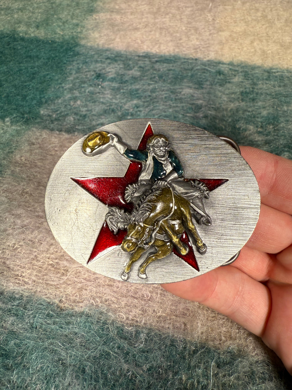 Vintage Rodeo Cowboy Star Belt Buckle