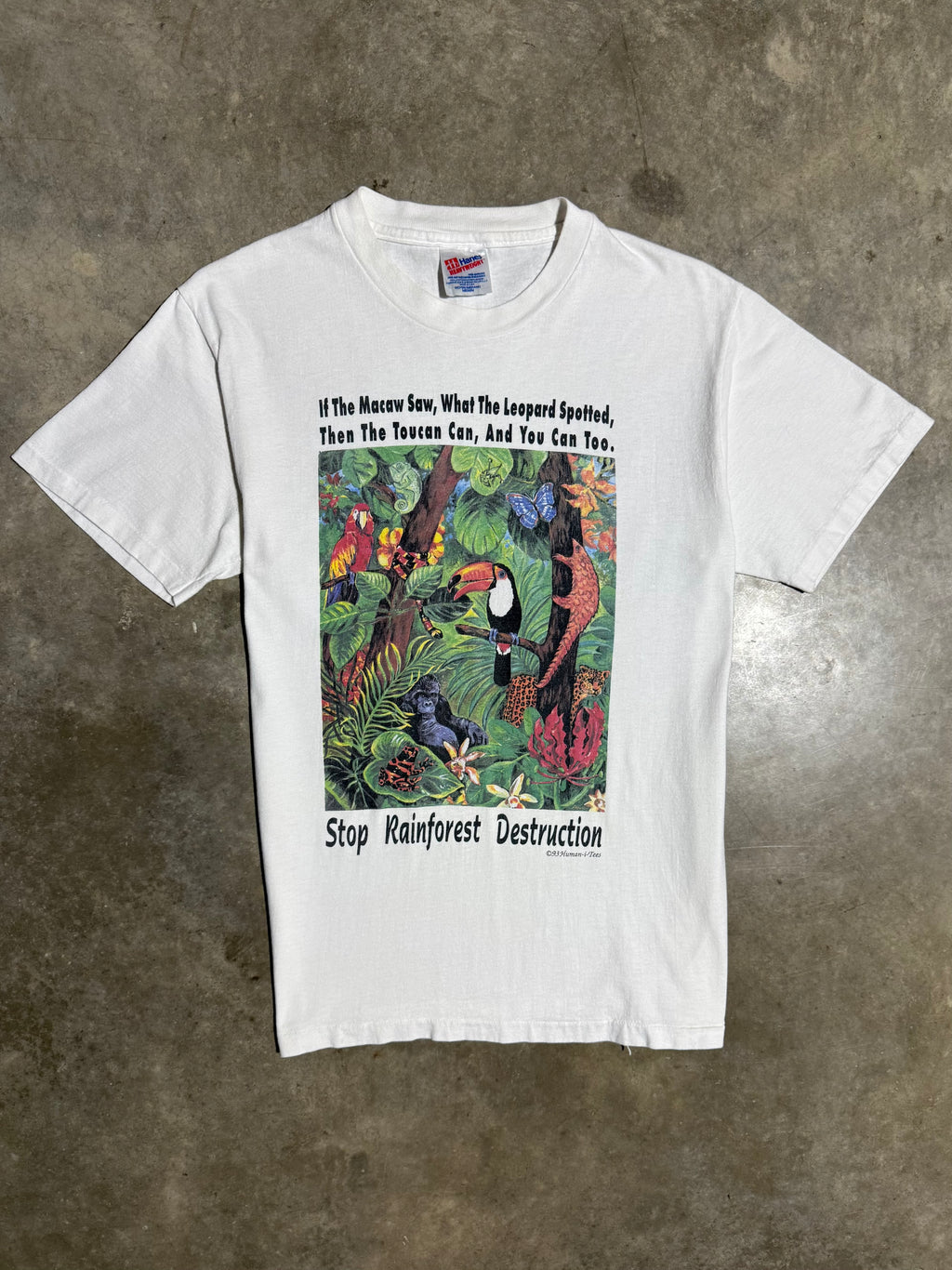 Vintage 90s Stop Rainforest Destruction T-Shirt (M)