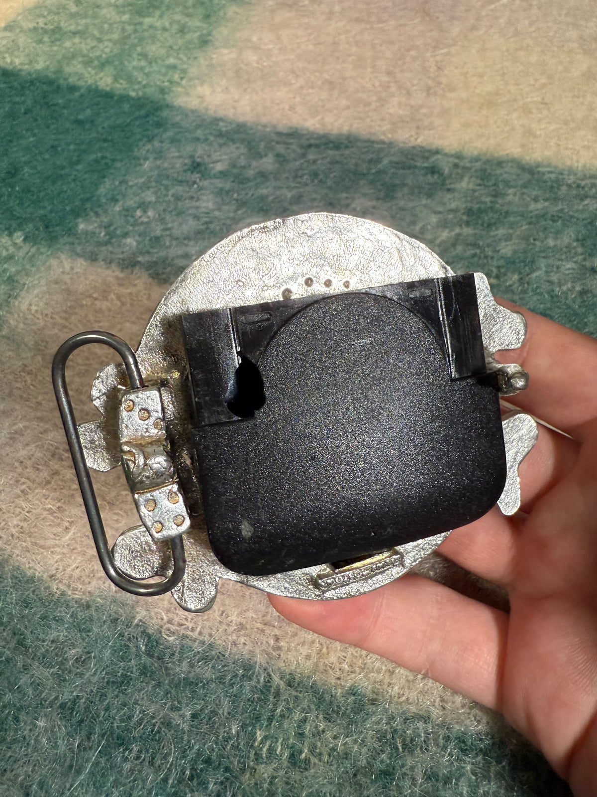 Vintage Skull and Crossbones Hidden Compartment Belt Buckle