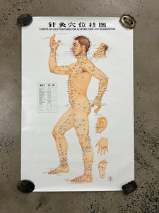 Vintage 70s Acupuncture Chart (24.5x37.5inch)