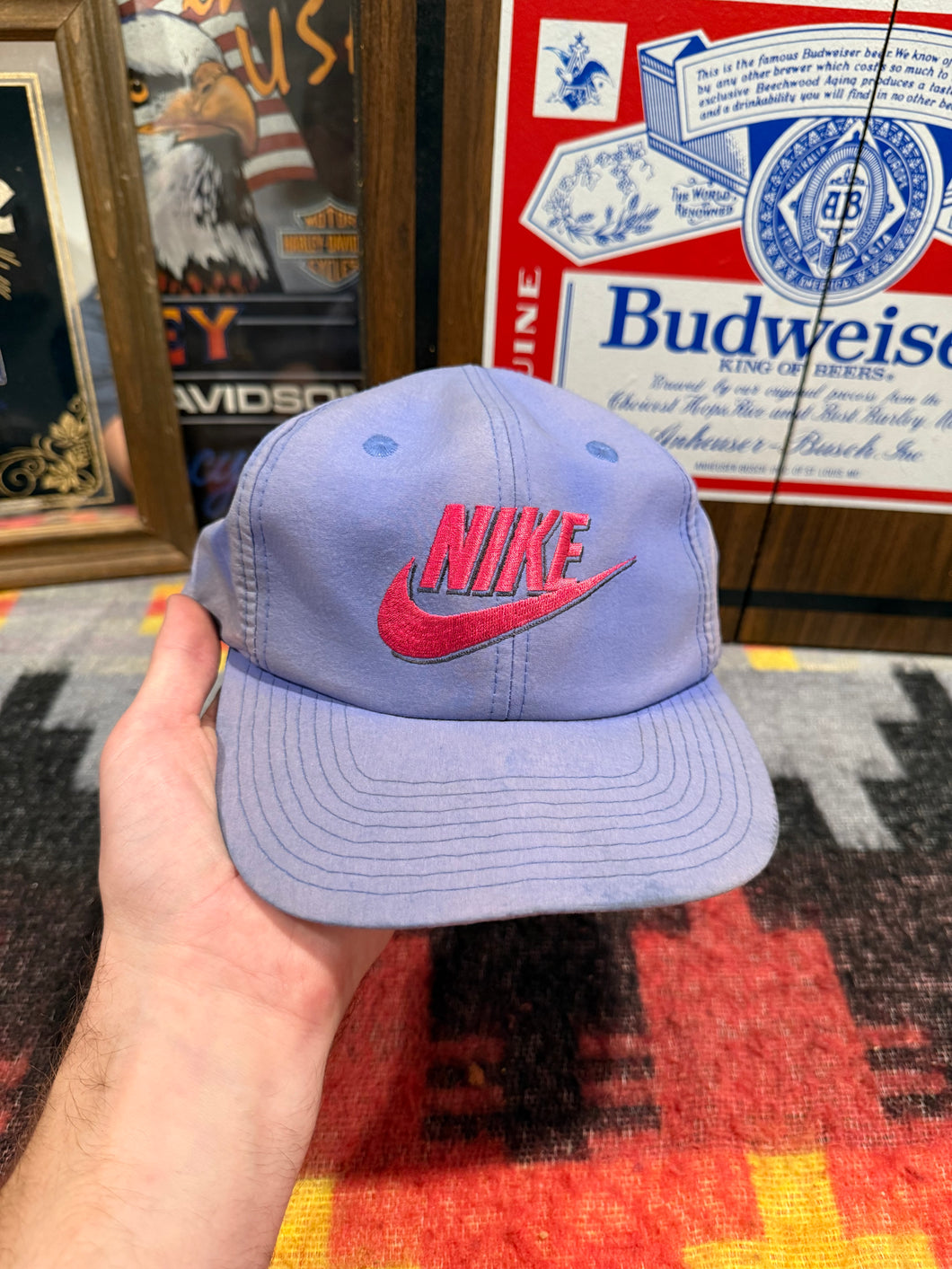 Vintage 80s Faded Blue Nike Snapback Hat (S/M)