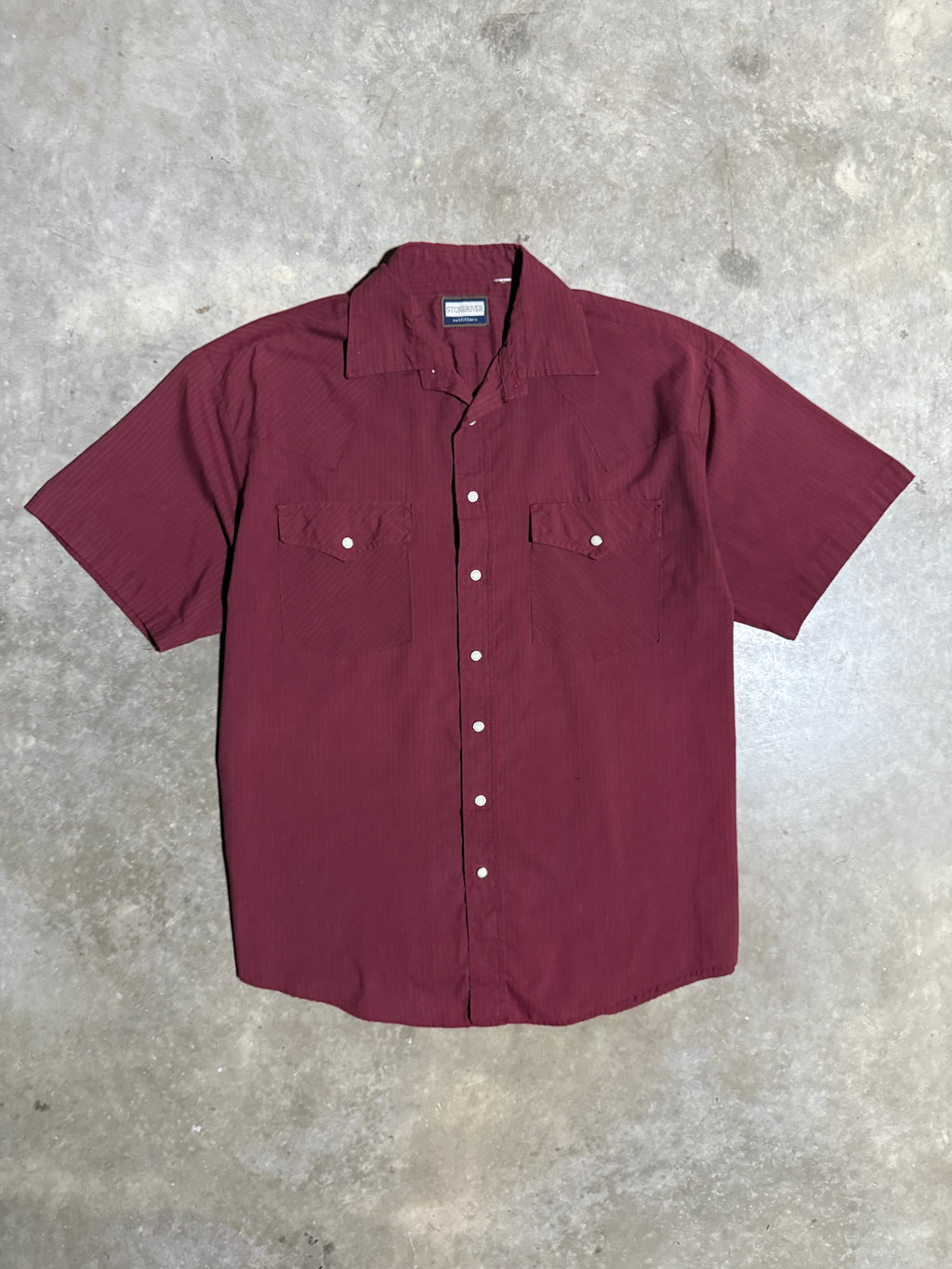 Vintage Stone River Pearl Snap Short Sleeve Shirt (XL)