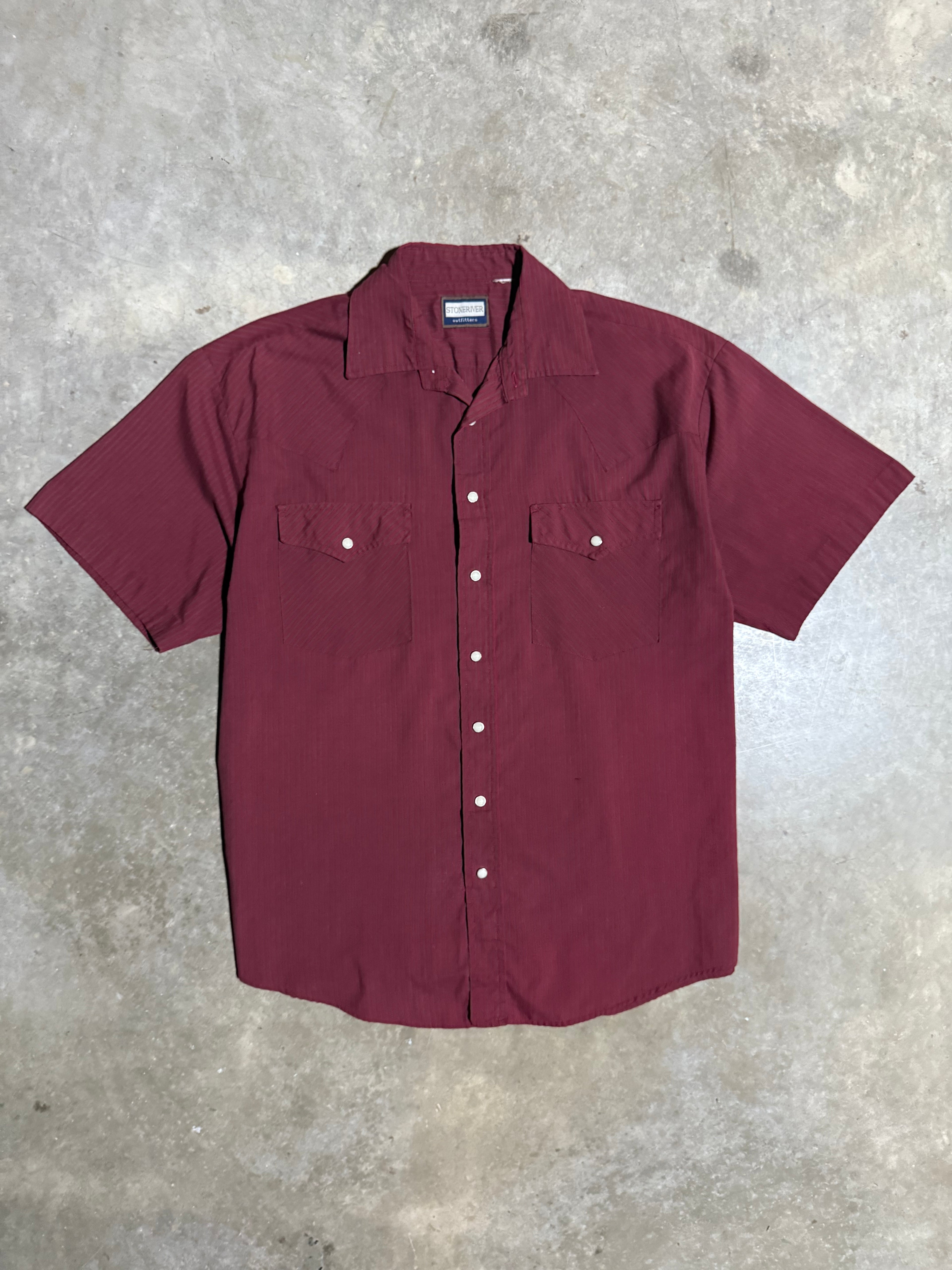 Vintage Stone River Pearl Snap Short Sleeve Shirt (XL)