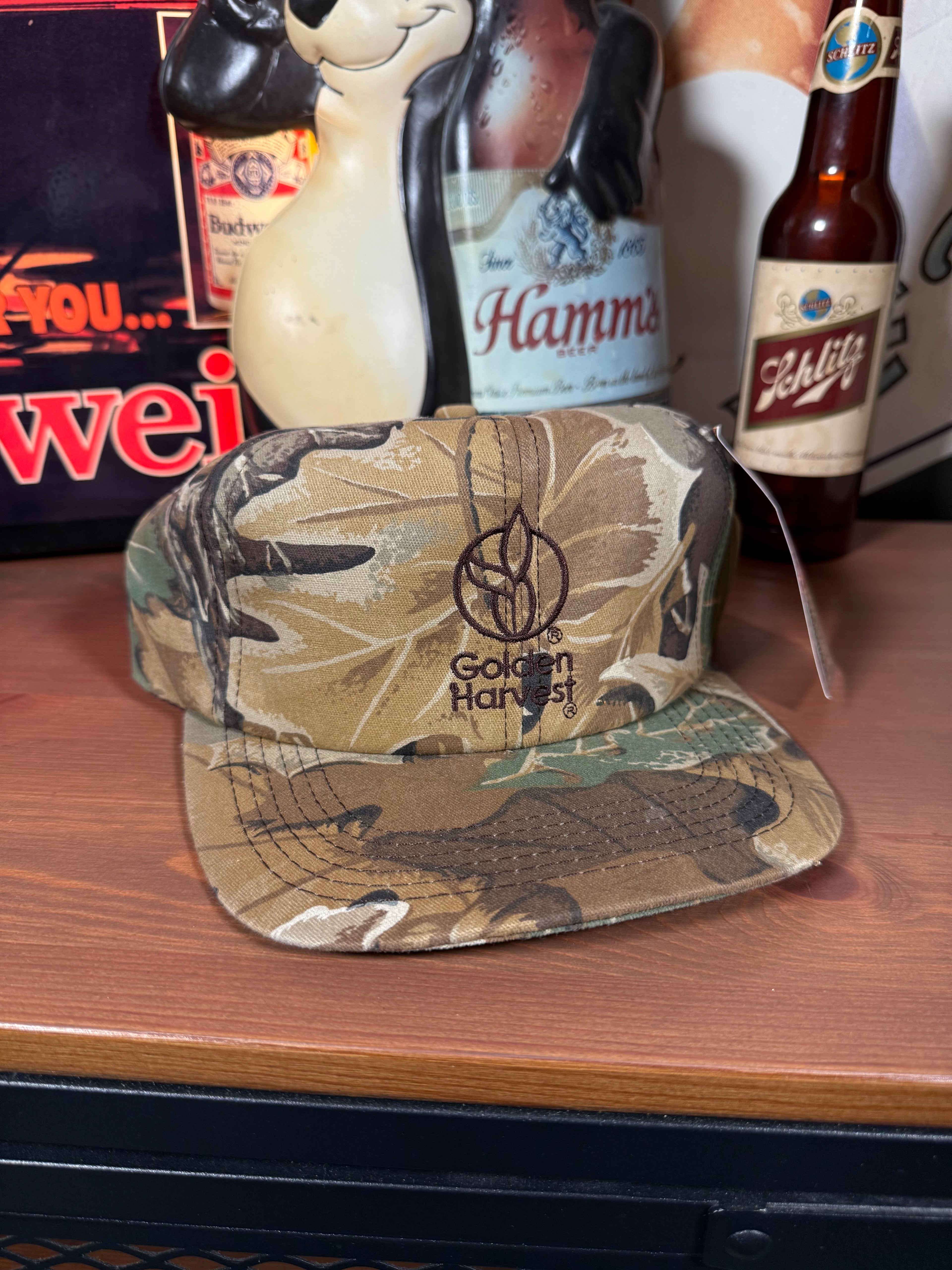 Vintage Golden Harvest Camo K Products Trucker Hat