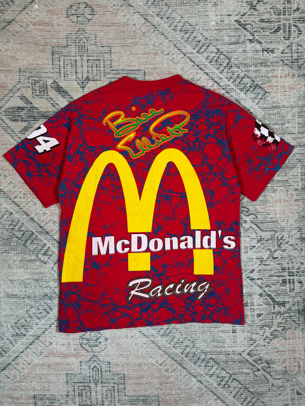 Vintage NASCAR McDonalds All Over Print Shirt (XL)