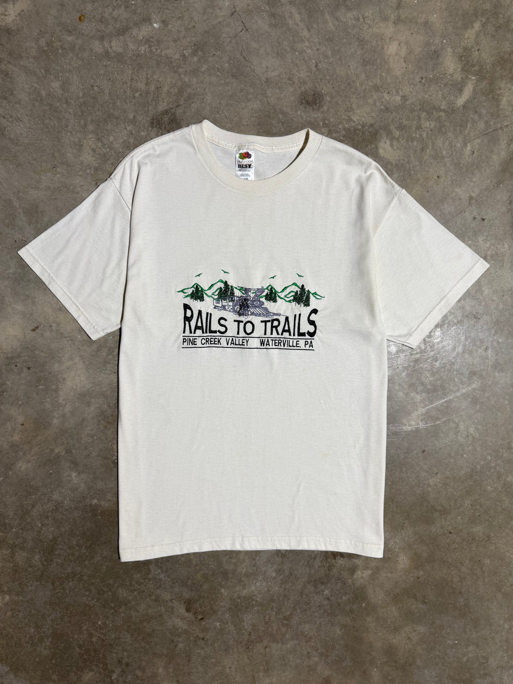 Vintage Rails to Trails Embroidered Tee (L)