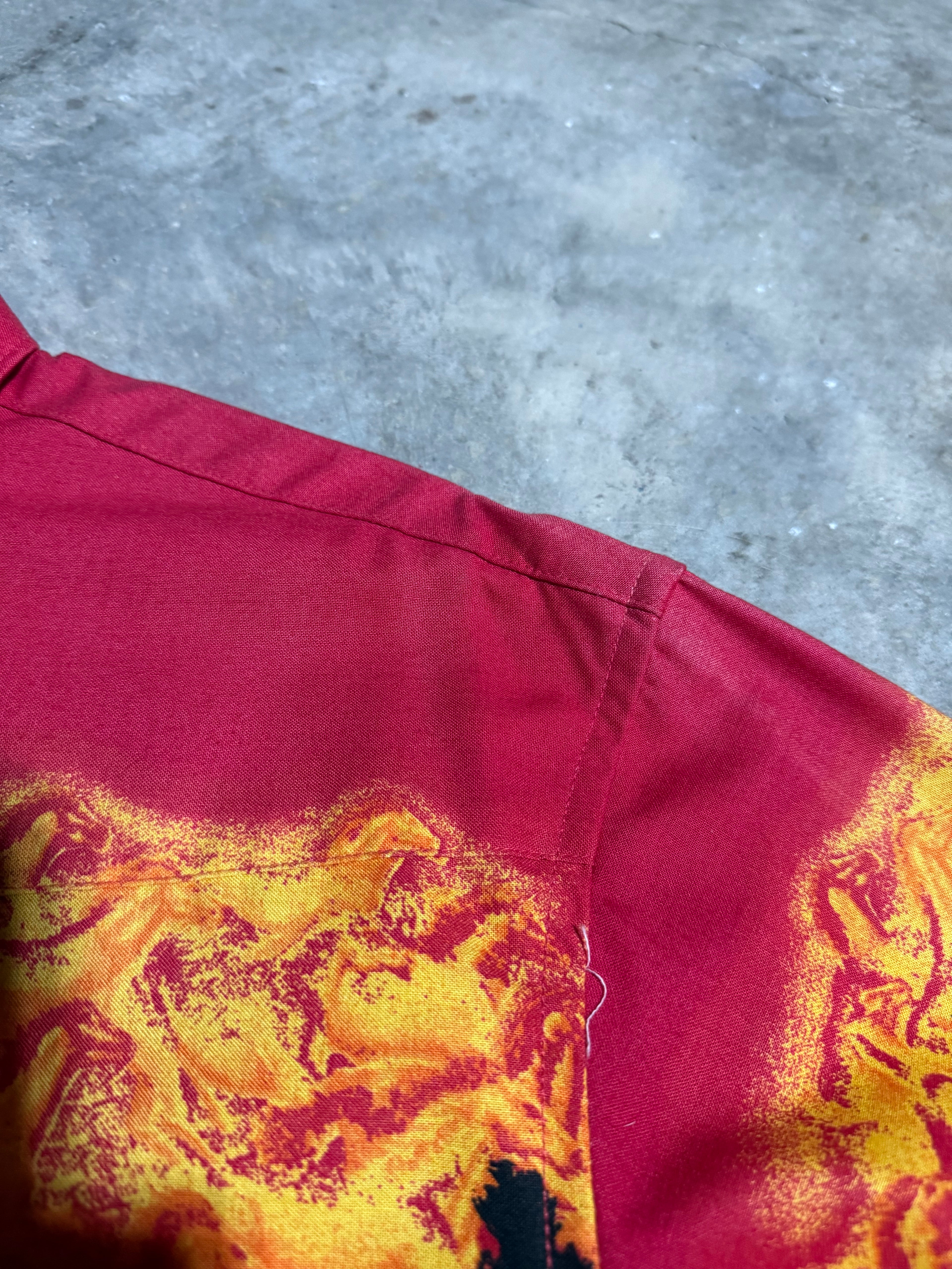 Vintage Wrangler Flaming Forest Pearl Snap Shirt (L)