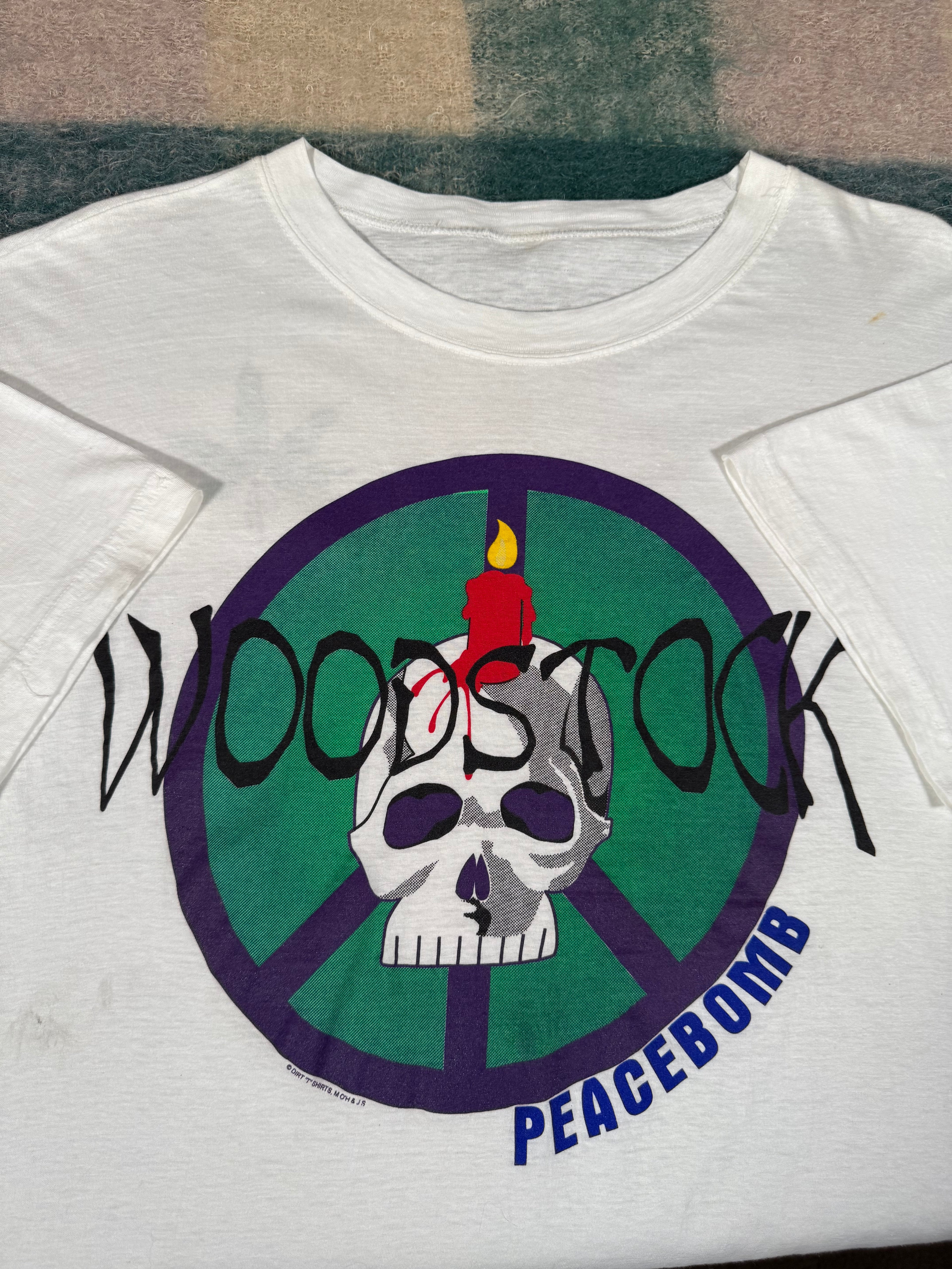 Vintage Woodstock Peacebomb Skull T-Shirt (L/XL)