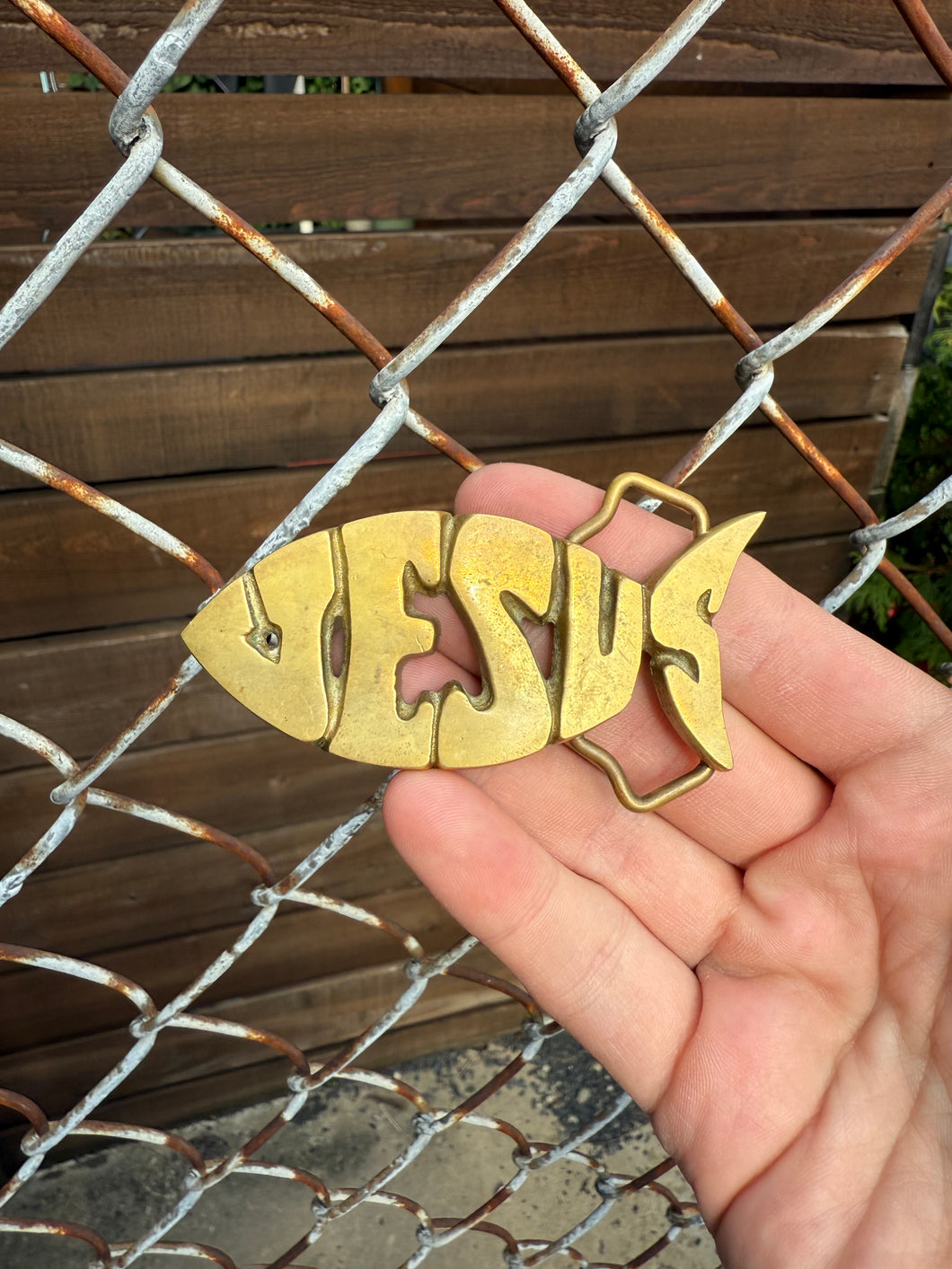 Vintage Jesus Fish Belt Buckle