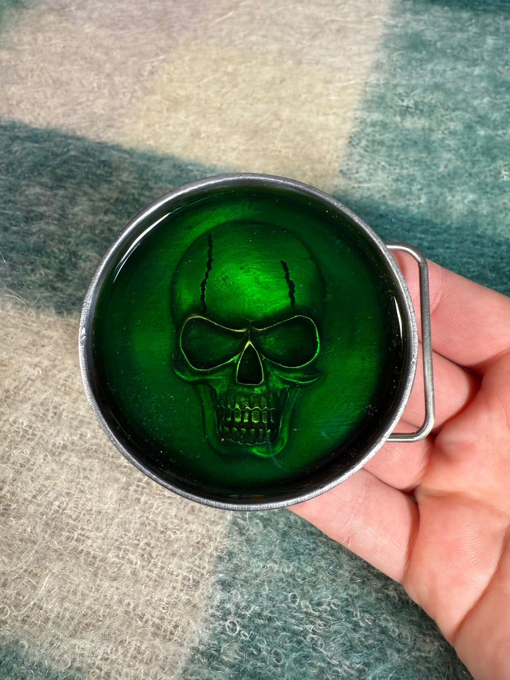 Vintage 3D Skull in Resin Belt Buckle