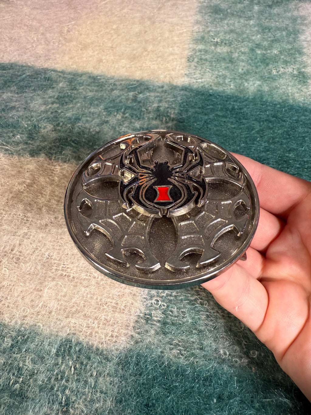 Vintage 2000s Spider Spinning Belt Buckle